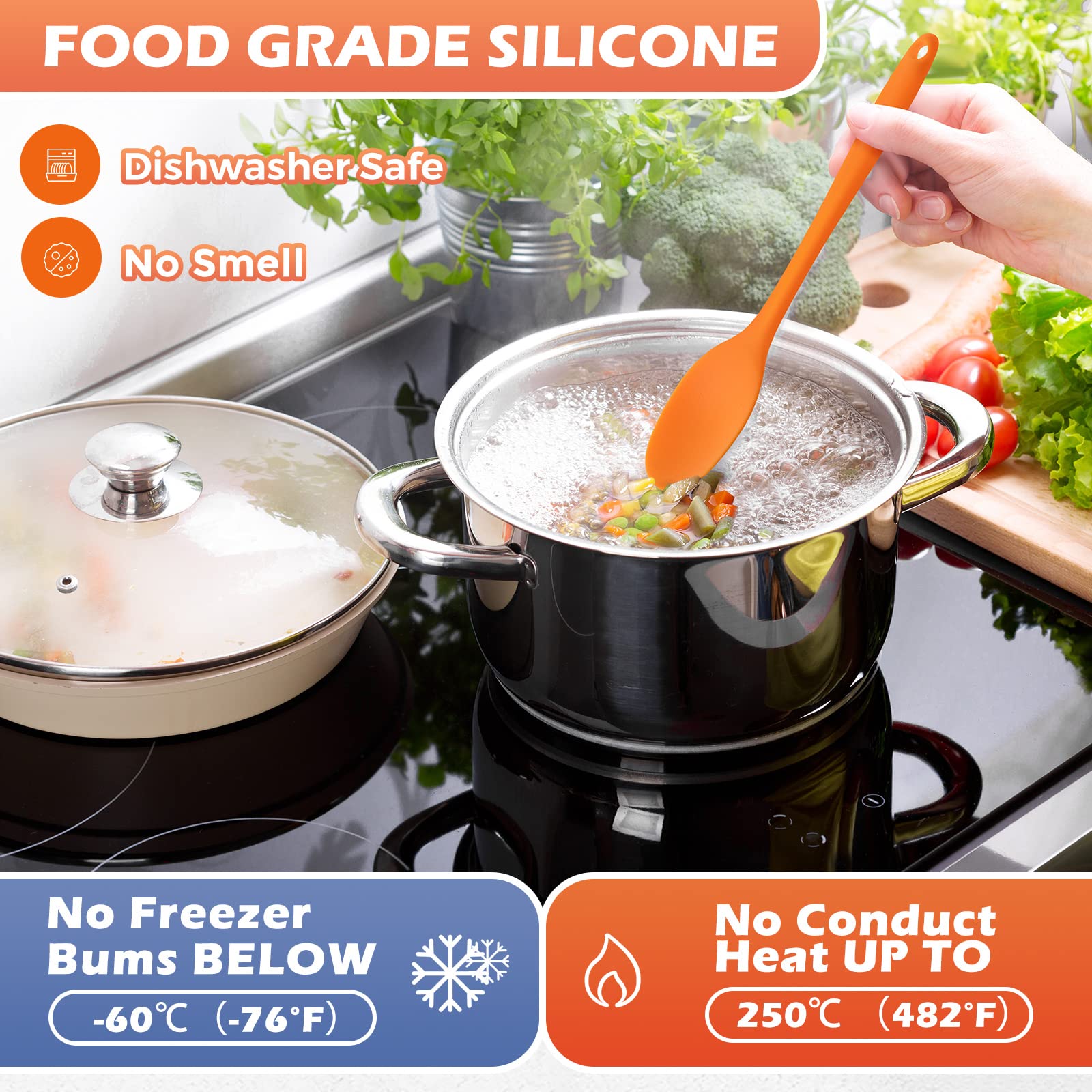 Rtteri 20 Pieces Mixing Spoons For Cooking Small Silicone Nonstick Mixing Spoons High Heat Resistant,Cooking Baking Spoons, Cook