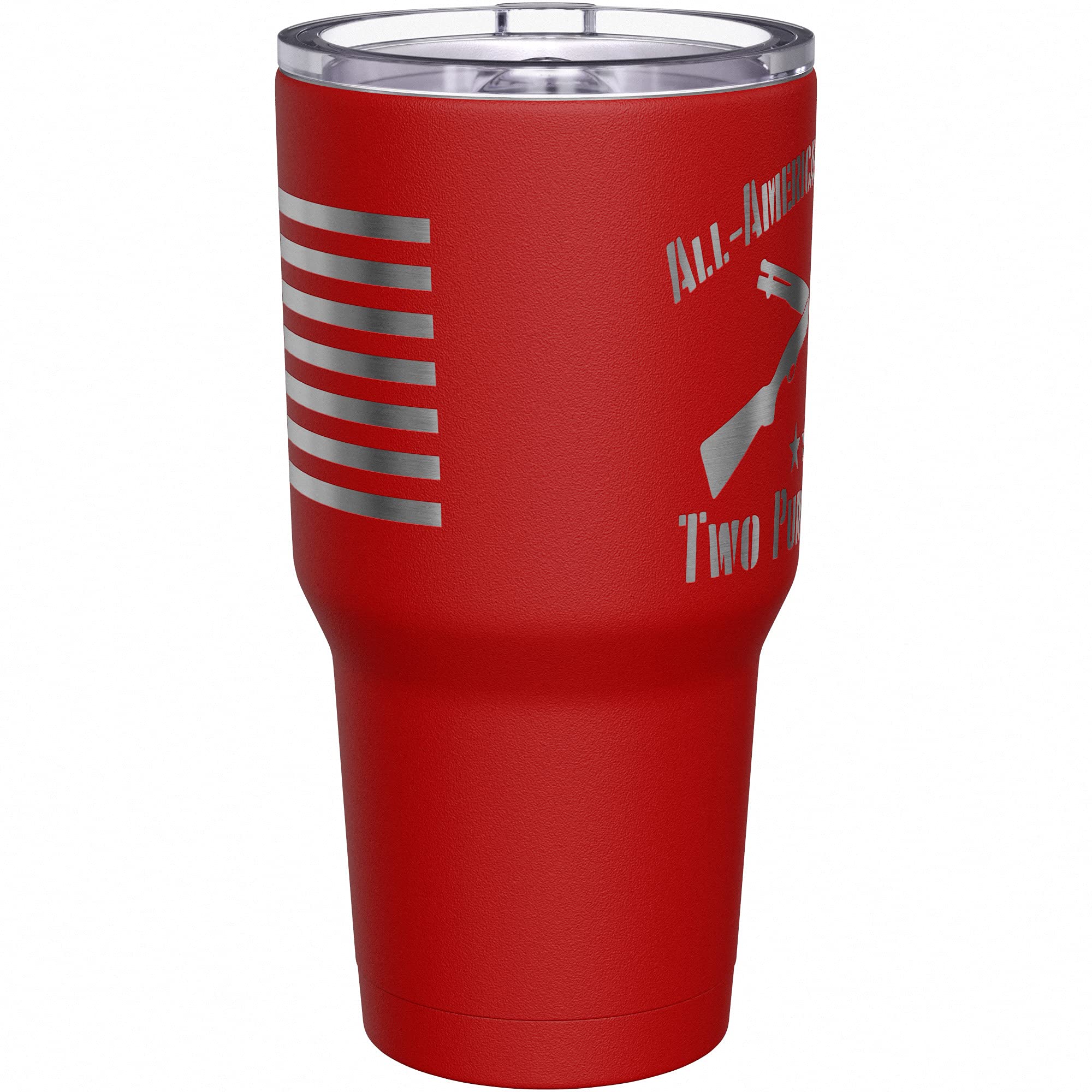 We The People Holsters - Two Pump Champ - Coffee Tumbler - American Flag Coffee Travel Mug - Engraved Tumbler - Double Insulated Tumbler - 30 oz