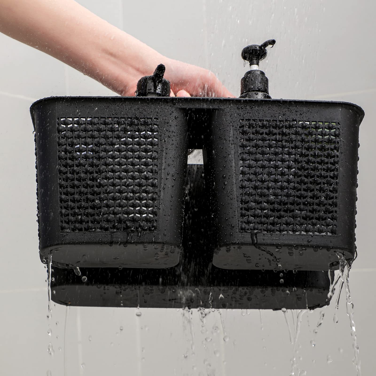 UUJOLY Plastic Portable Shower Caddy Basket Bucket  Cleaning Shower Basket with Handle Compartments Storage Basket Organizer for Bathroom Kitchen College Dorm Sink  Black