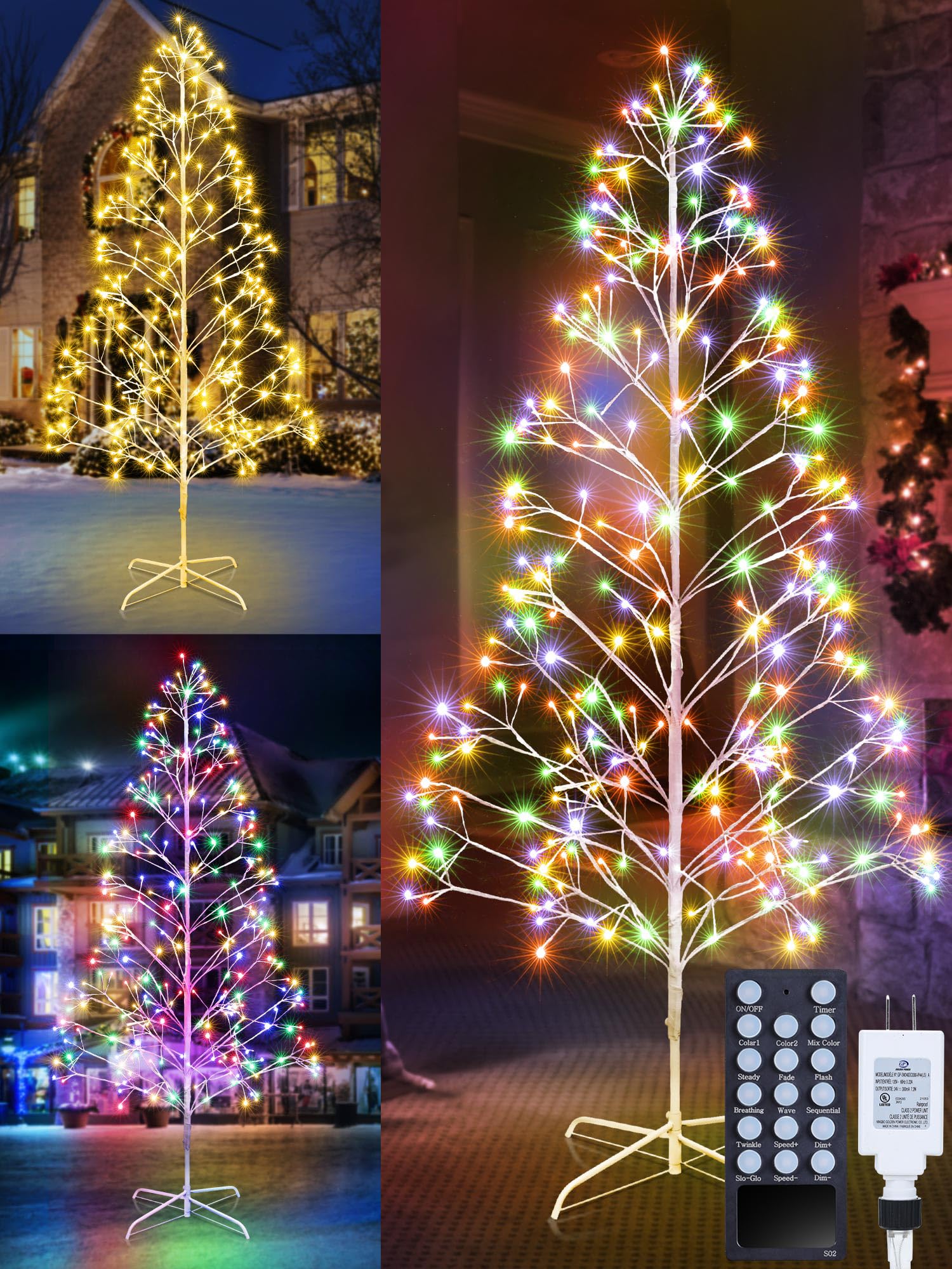 7.5ft Height Decorated Christmas Tree with Lights - 336 LED 2 in 1 Artificial Christmas Tree Lighted Outdoor Display with Remote