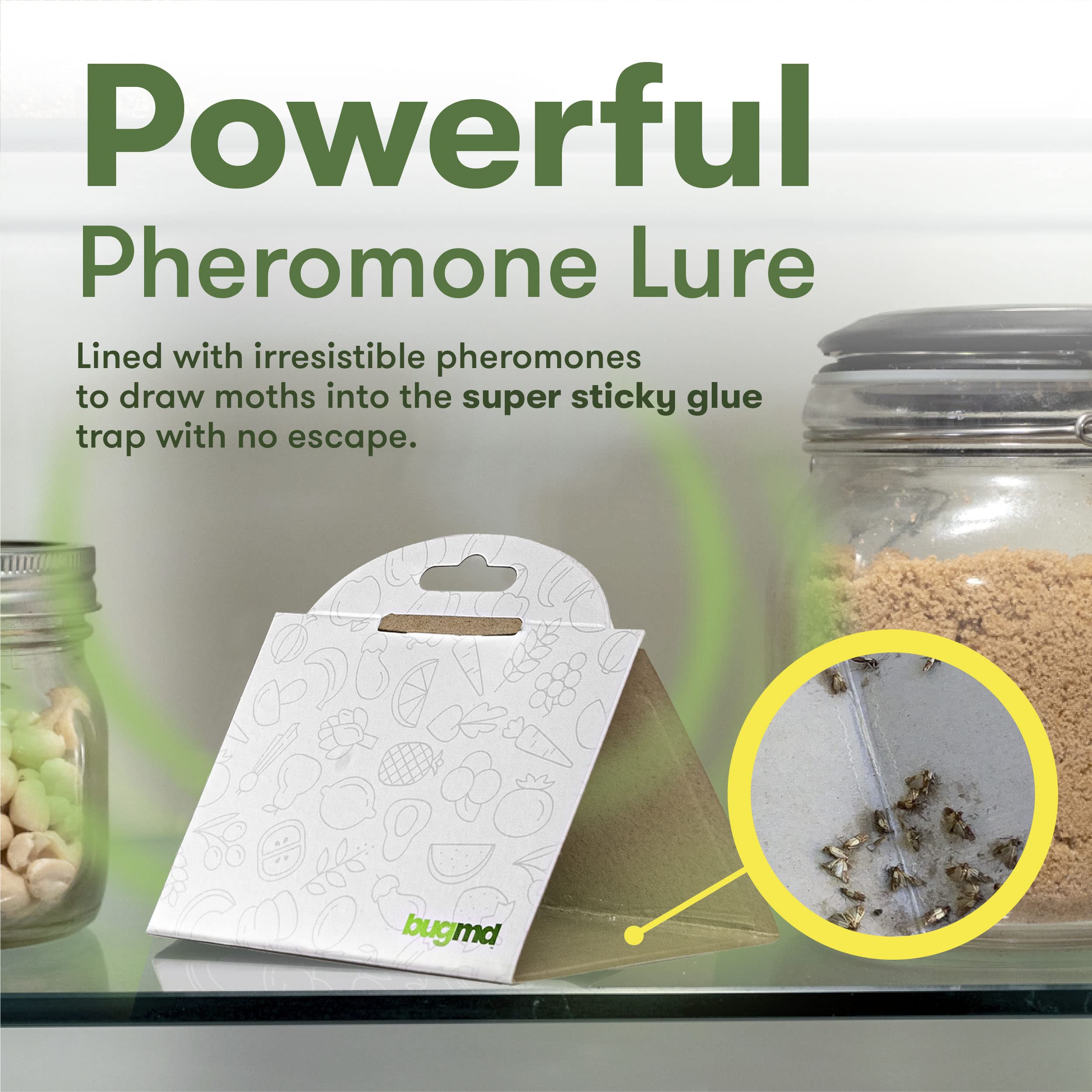 Bugmd Pantry Pest Patrol (18 Count, White) - Moth Traps For Kitchen, Pantry Moth Trap, Bug Trap, Moth Traps For House Pantry, Ge