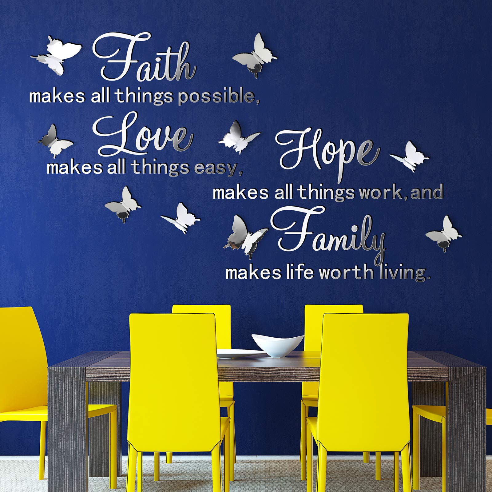3D Acrylic Mirror Wall Decor Stickers Removable Butterfly Mirror Wall Stickers Diy Faith Makes All Things Possible For Home Offi