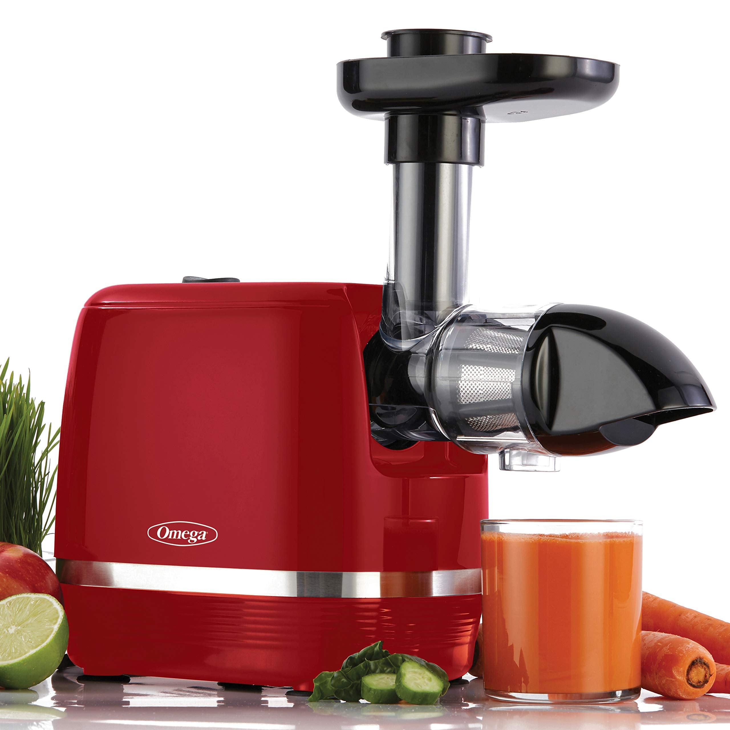 Omega H3000Red Cold Press 365 Juicer Slow Masticating Extractor Creates Delicious Fruit Vegetable And Leafy Green High Juice Yie