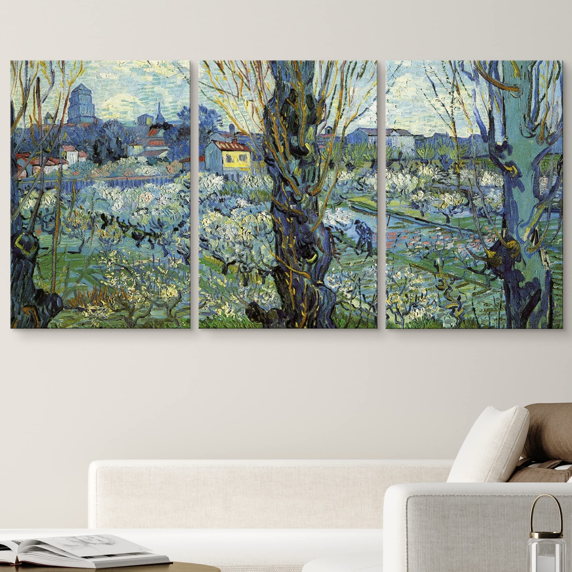 Wall26 Canvas Print Wall Art Set Orchard In Bloom With Poplars Vincent Van Gogh Classical Illustrations Fine Art Decorative Hist