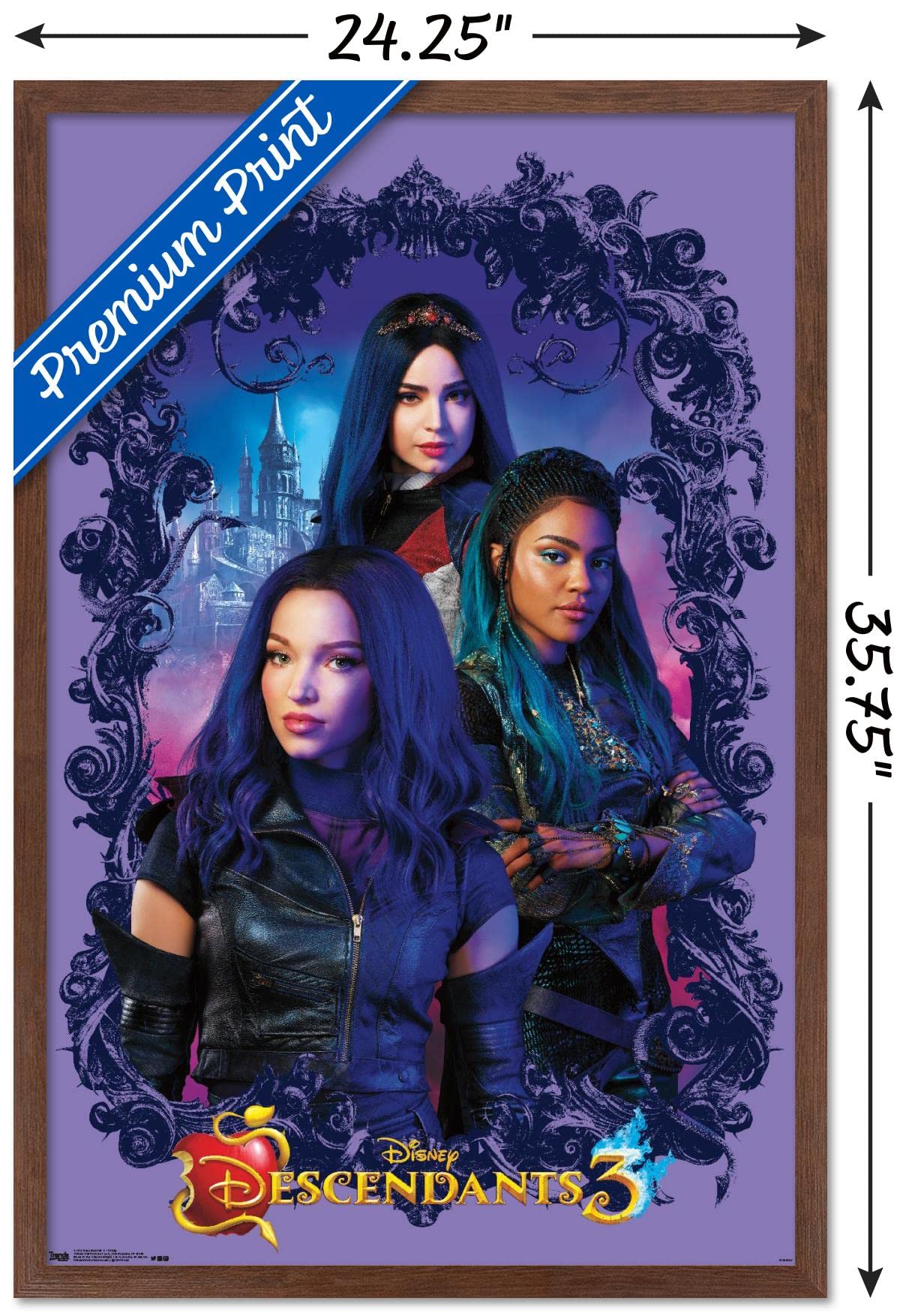 Trends International Disney Descendants 3 - Group Wall Poster, 22.375'' X 34'', Mahogany Framed Version