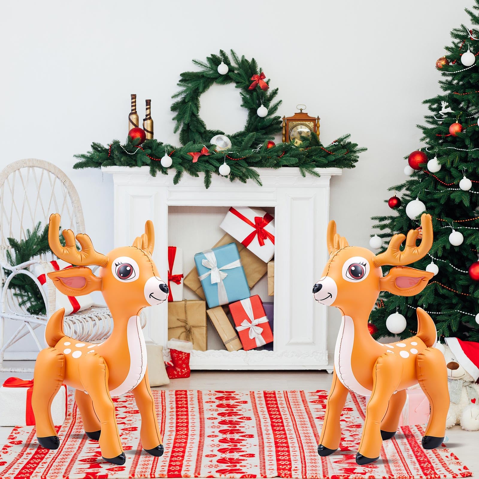Liliful 1 Pcs Giant Inflatable Reindeer Inflatable Christmas Standing Reindeer Deer 36 x 25 Inch Blow up Animals Decorations for