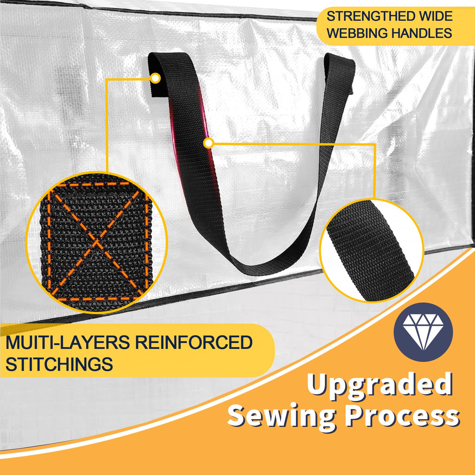 Clear Storage Bags With Zipper, 6 Pack Large Moving Bags Heavy Duty Extra Large, Plastic Storage Totes For Clothes, College Dorm