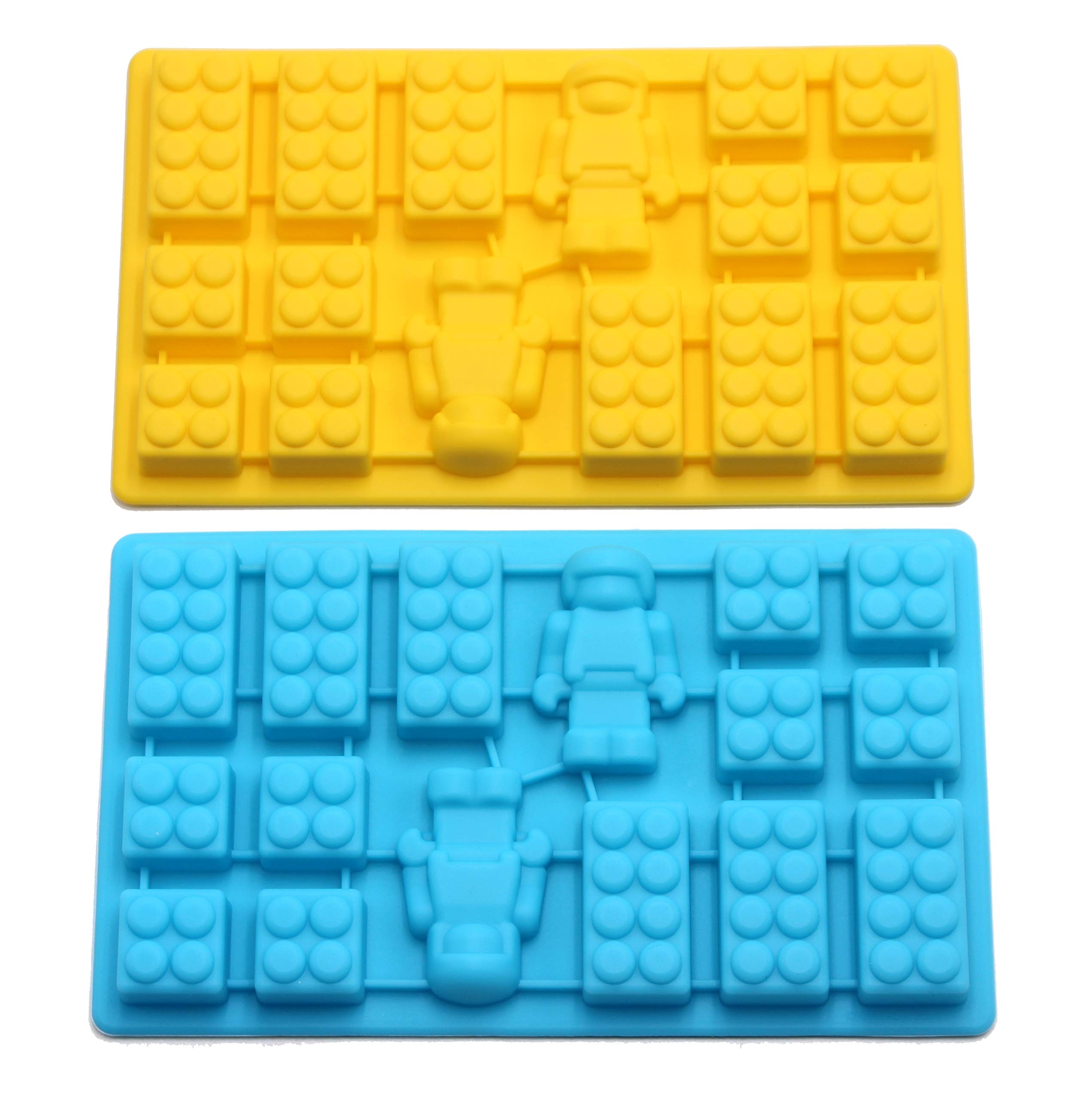 Minifigure Multi Building Bricks Ice Cube Trays & Candy Chocolate Molds For Melted Chocolate & Crayons - Birthday Day Or Party F
