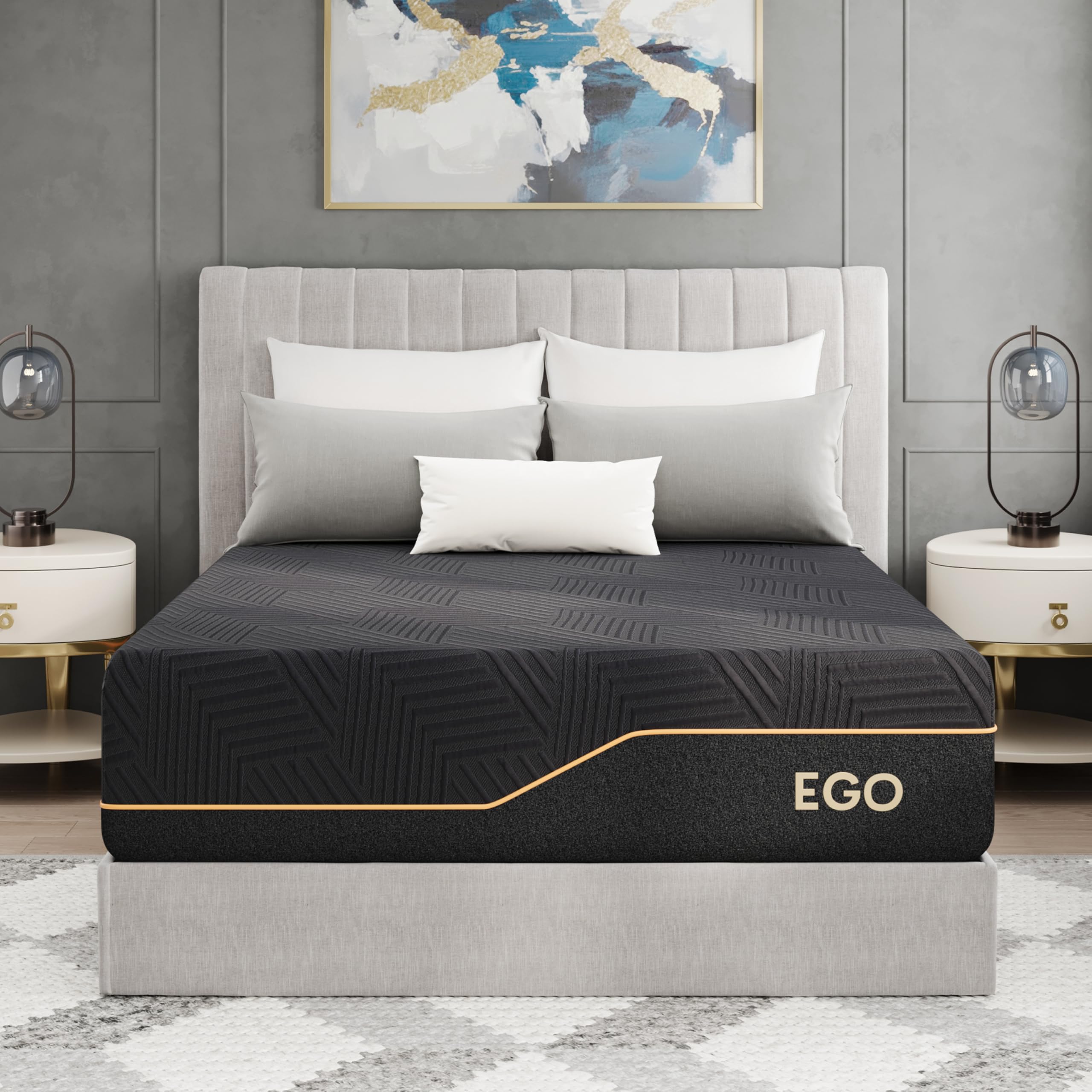 MLILY EGOHOME 14 Inch Hybrid Queen Size Mattress, Memory Foam Pocket Spring Mattress for Cooling Sleep, Bed in a Box, CertiPUR-U