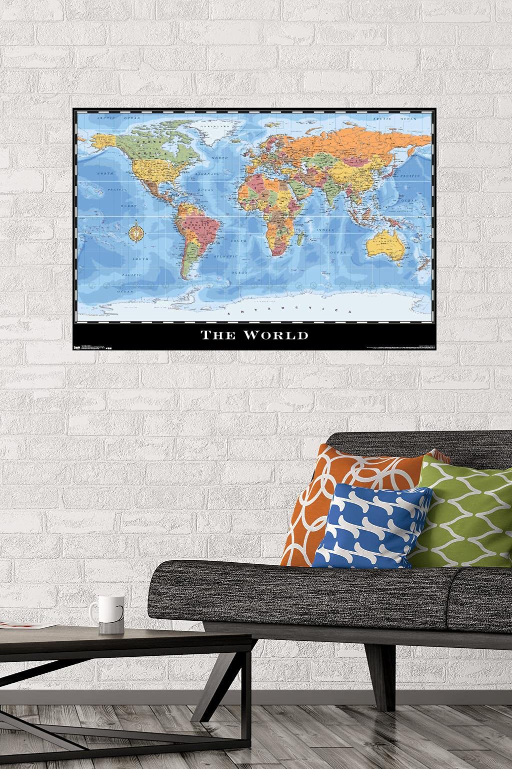 Trends International World Map Wall Poster Unframed 22.375" x 34" Model RP15214