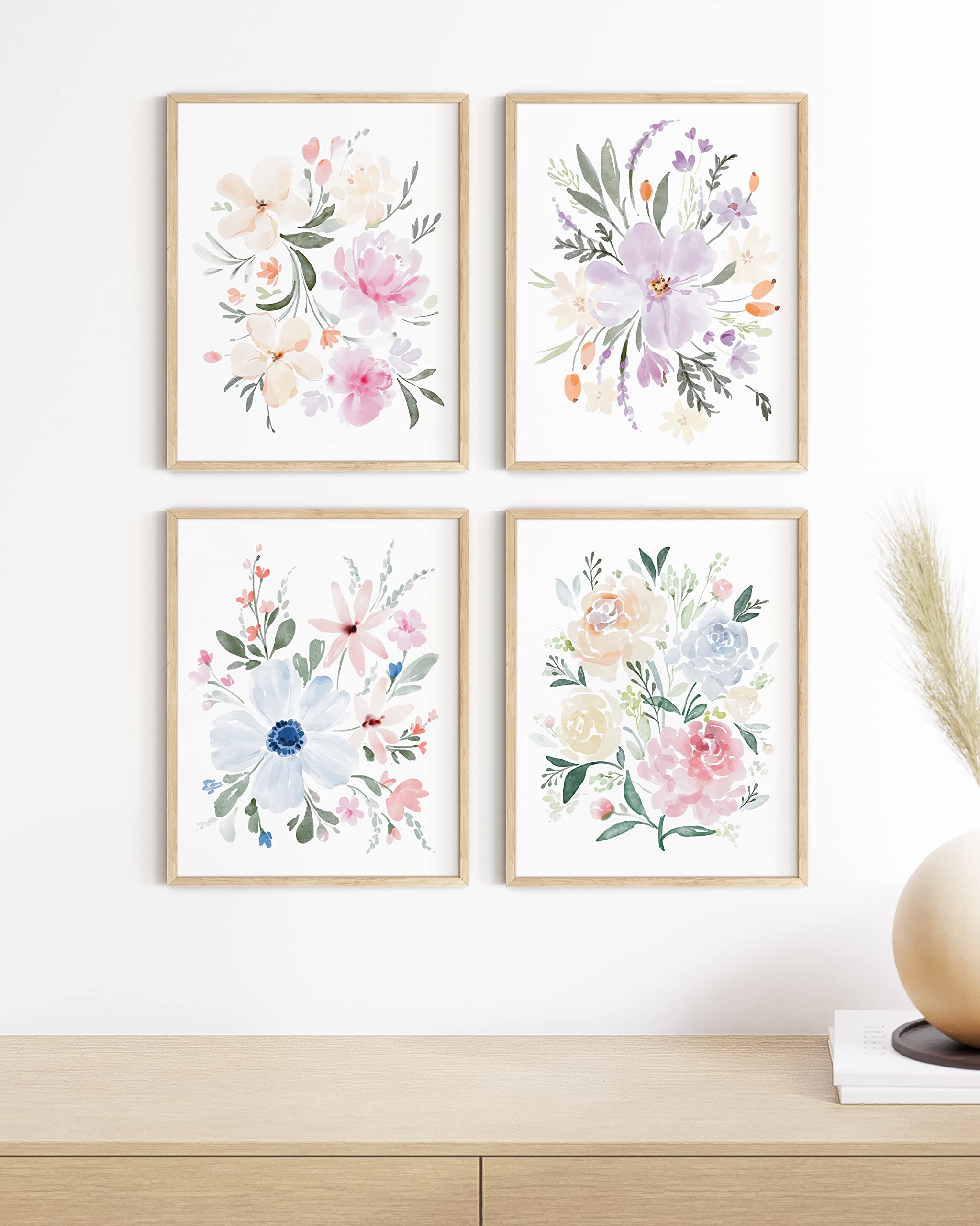 HAUS AND HUES Botanical Prints - Set of 4 Flower Poster Flower Pictures Wall Decor  Floral Prints Wall Flower Pictures  Flowers Posters Flower Prints Floral Botanical Prints (16x20  Unframed)