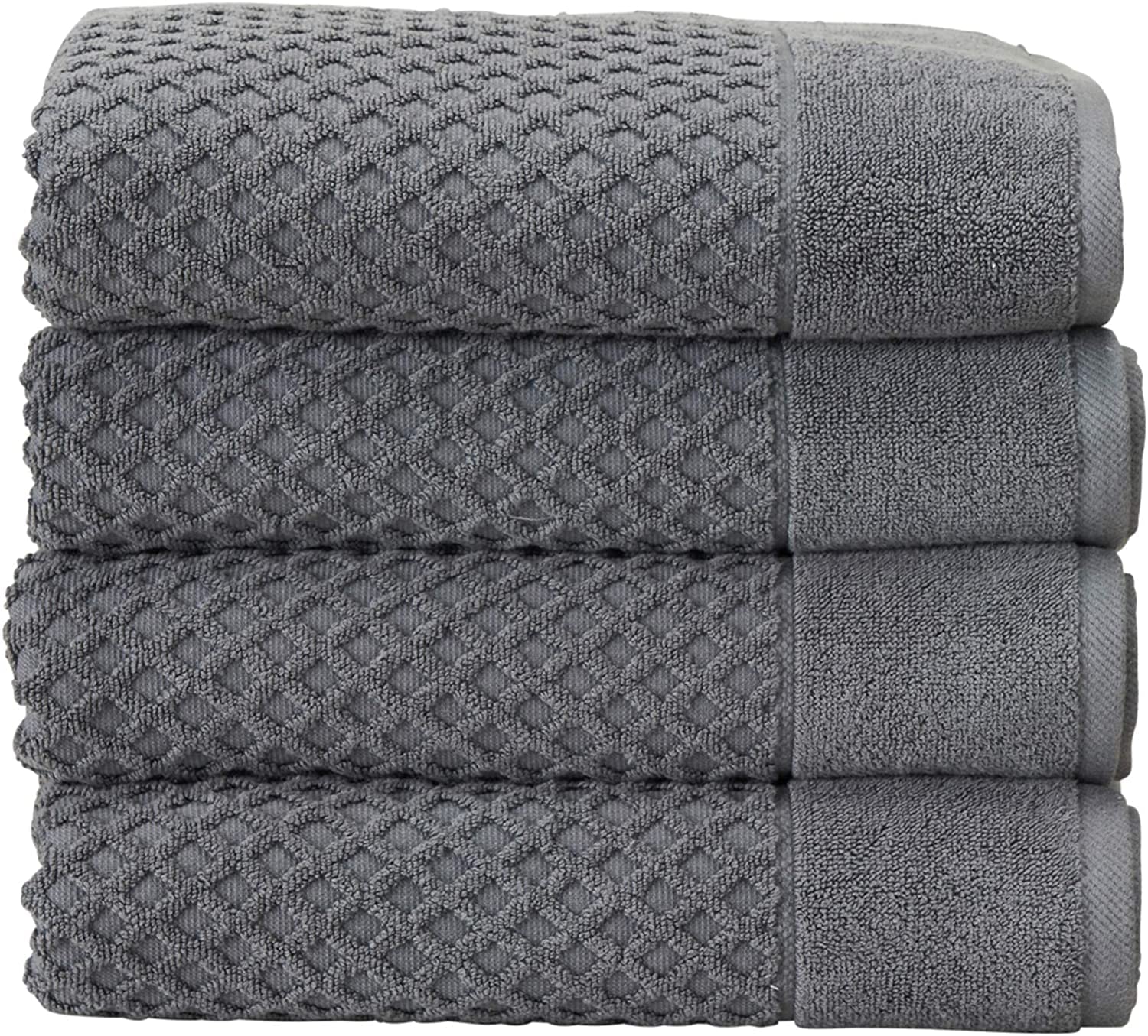 Simpli-Magic 79445 Diamond 100% Cotton Bath Towels, Gray, 4 Count