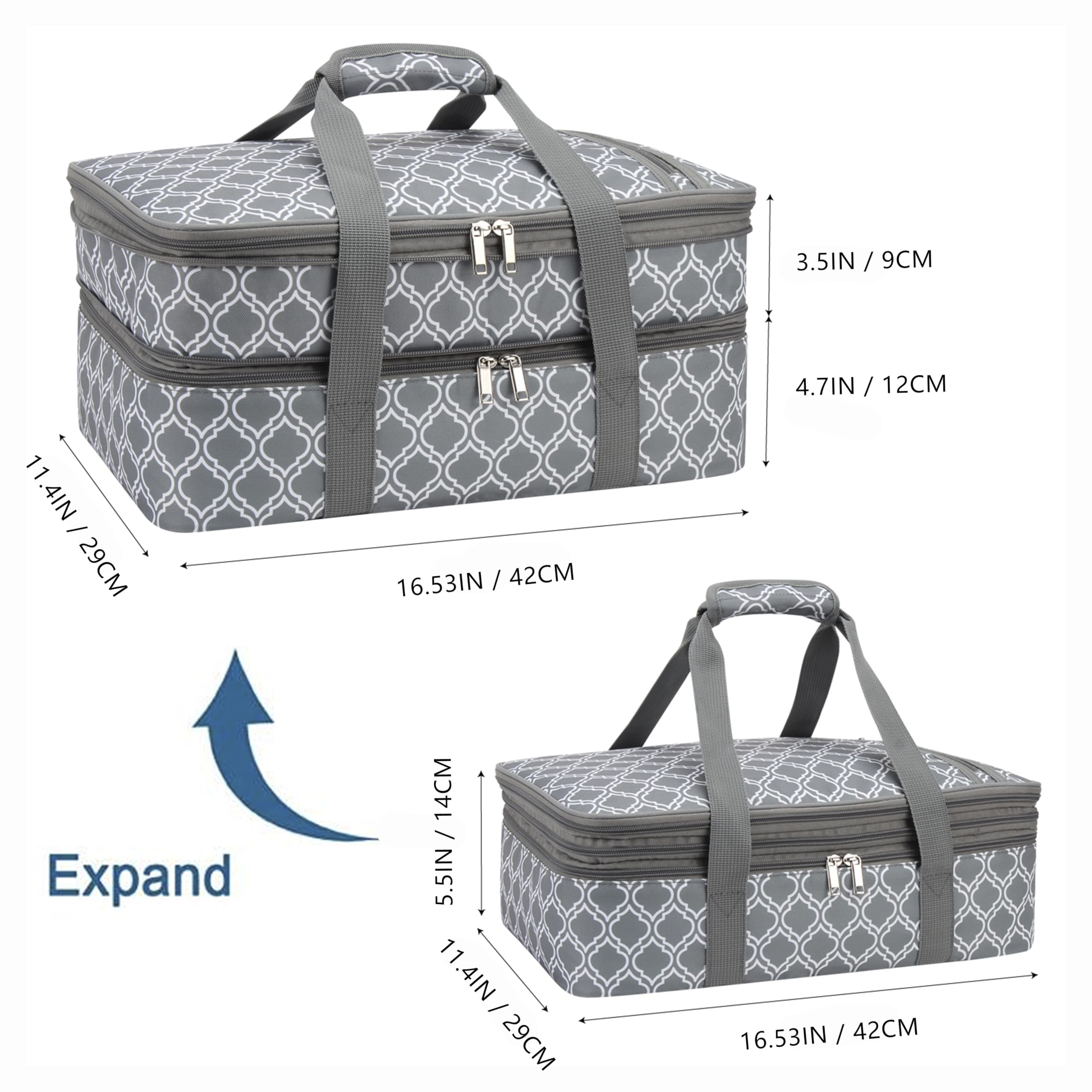 Fatolxx Insulated Casserole Dish Carrier Bag - Food Carriers For Hot Or Cold Travel Potluck Parties,Picnic,Cookouts,Beach (Laure