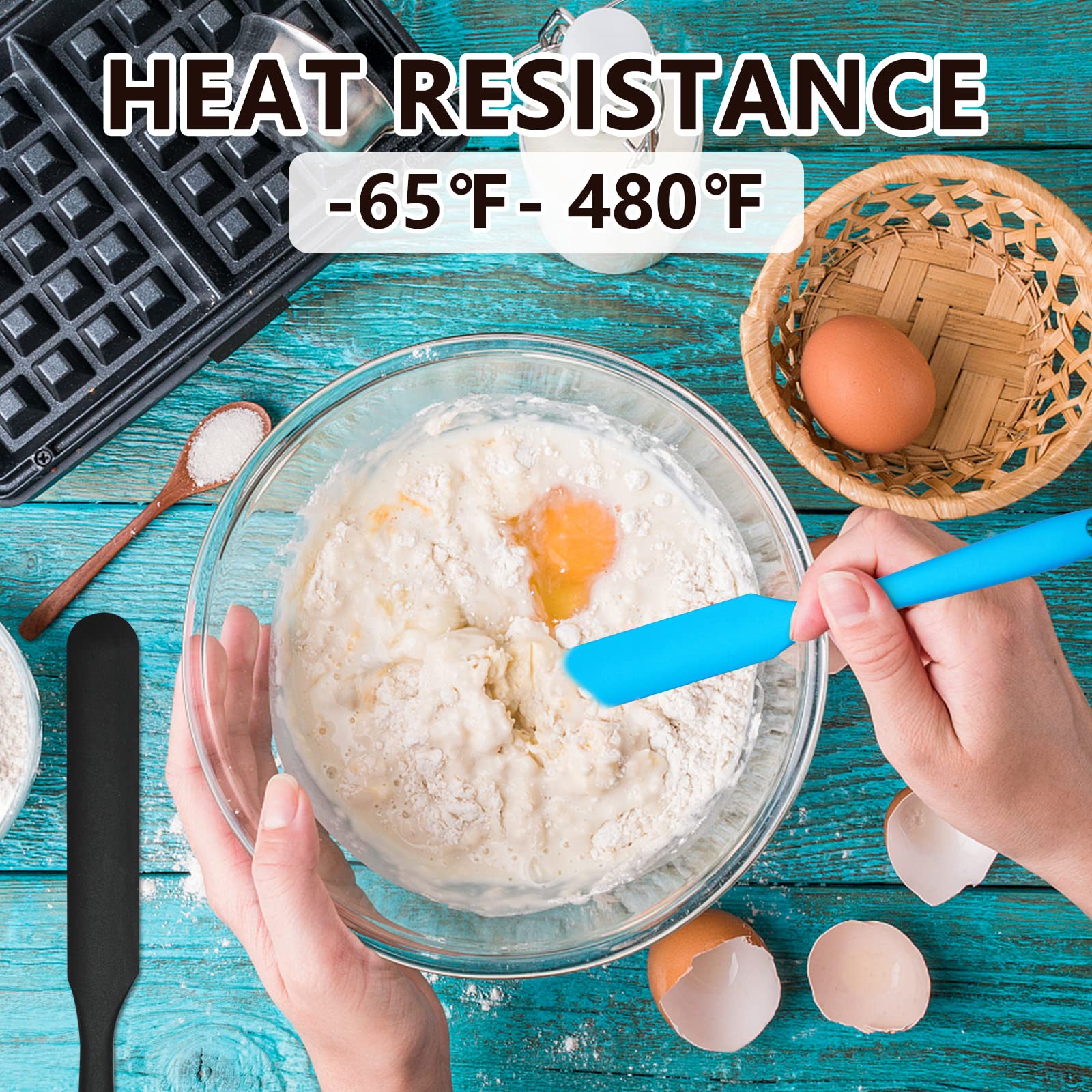 Silicone Jar Scraper Spatulas, 5Pcs Heat Resistant Cake Cream Peanut Butter Spatulas Mixing Batter Scraper, 9.6 Inch Nonstick Br