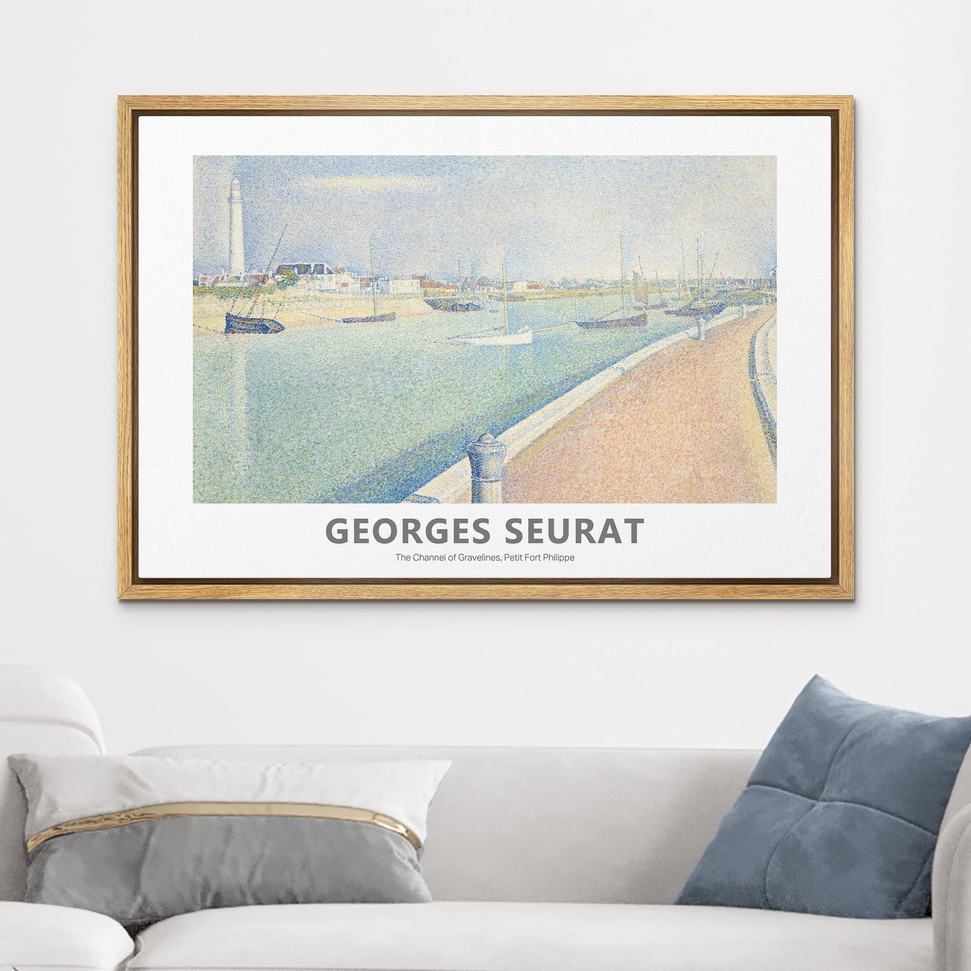 Wall26 Framed Canvas Print Wall Art Green The Channel Of Gravelines By Georges Seurat Historic Illustrations Impressionism Fine