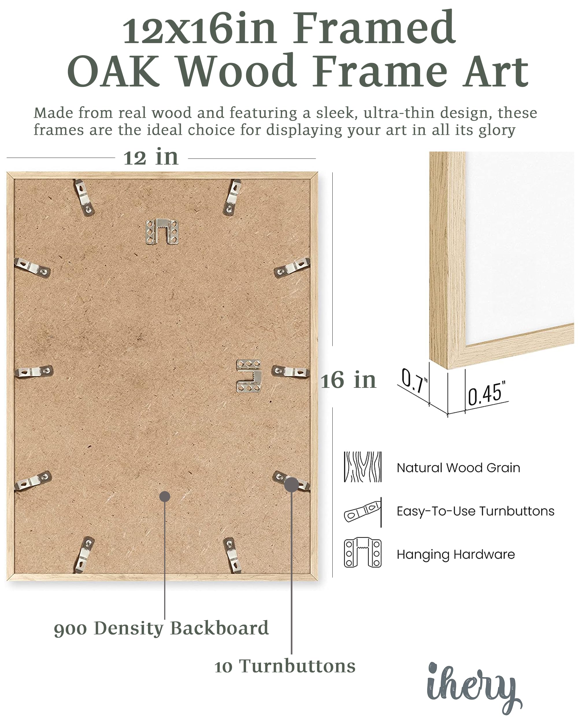 Ihery Natural Oak Wood Leopard Definition Framed Wall Art, 12X16 In Above Bed Bedroom Canvas Wall Decor, Trendy Gold Rosettes Ab