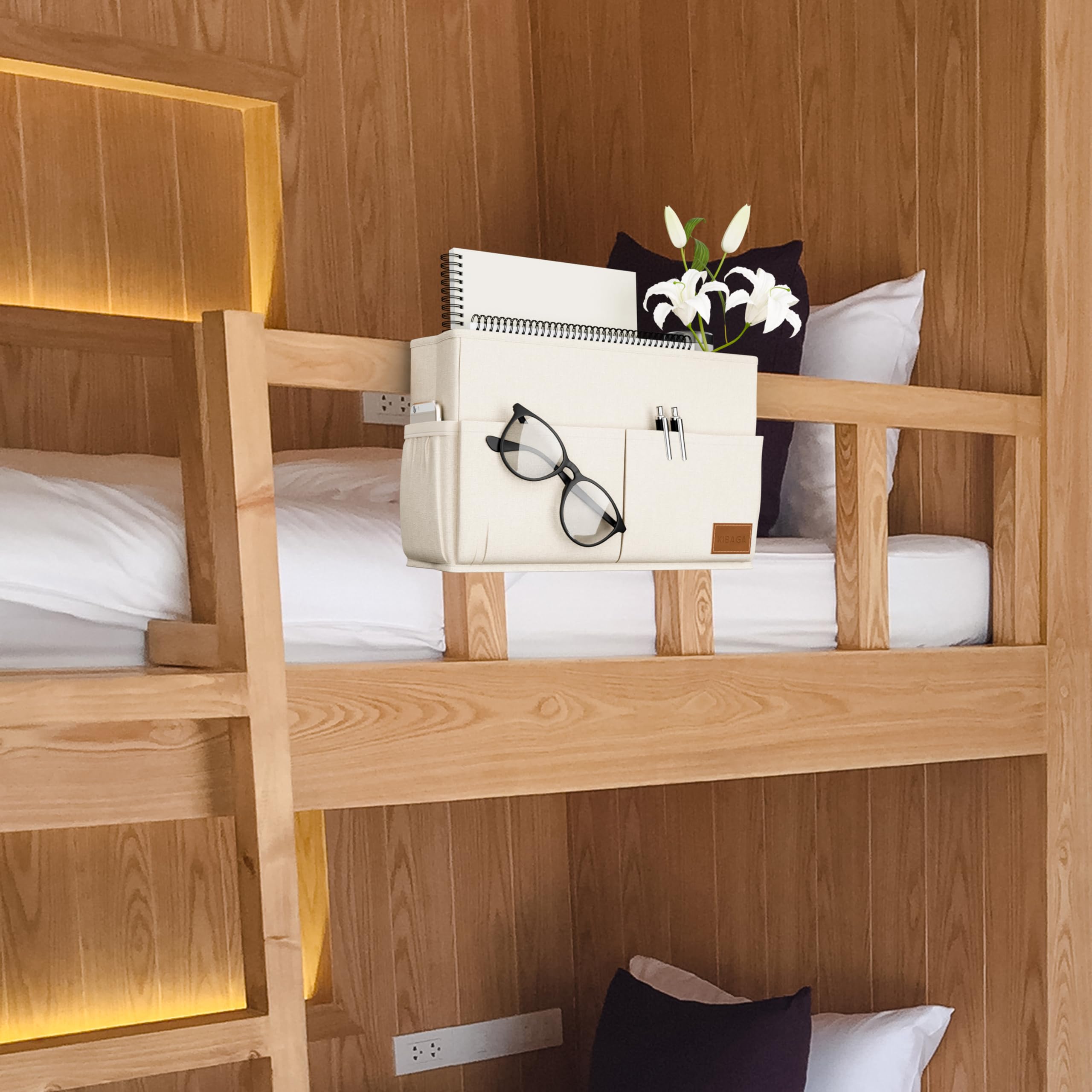 Large Bedside Caddy With Big Pockets And Bottle Holder to Easily Organize All Your Accessories - The Perfect College Dorm Room S