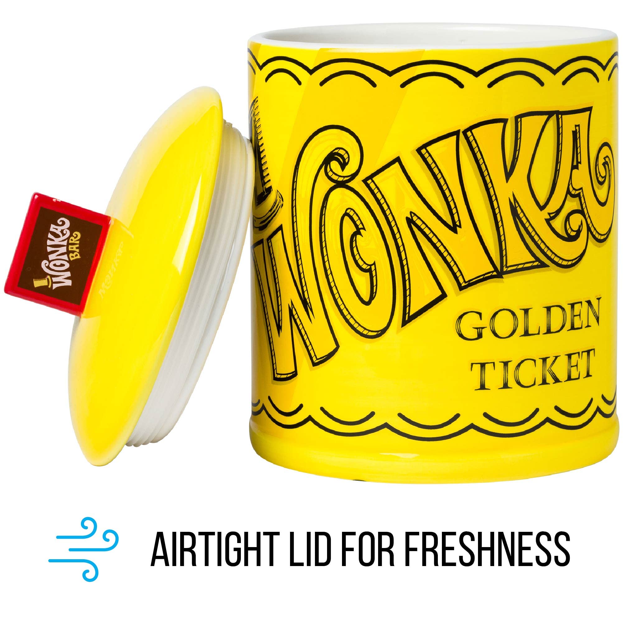Silver Buffalo Willy Wonka And The Chocolate Factory Wonka Bar Golden Ticket Ceramic Cookie Snack Jar (Large)