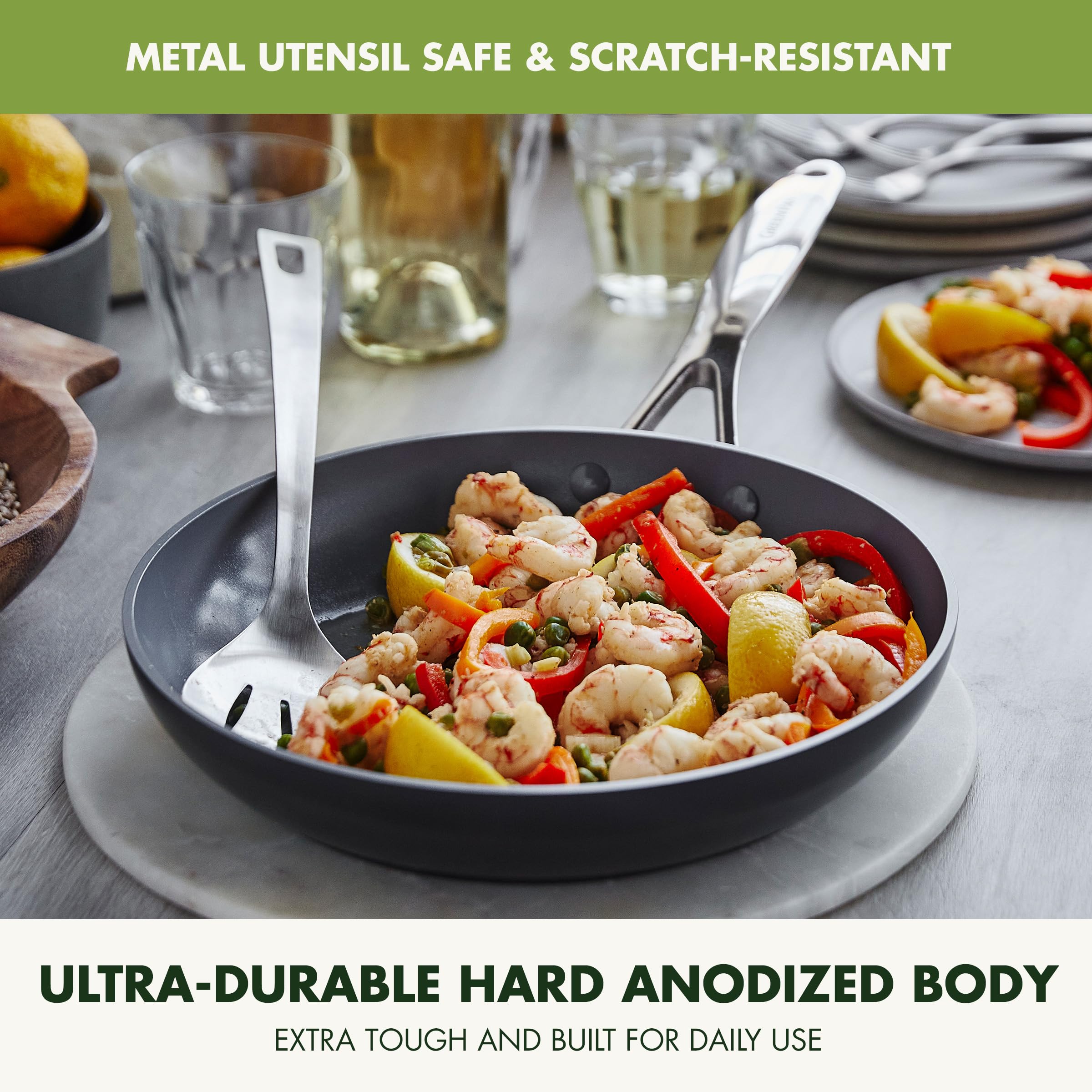 Greenpan Valencia Pro Hard Anodized Healthy Ceramic Nonstick 8'' Frying Pan Skillet, Pfas-Free, Induction, Dishwasher Safe, Oven