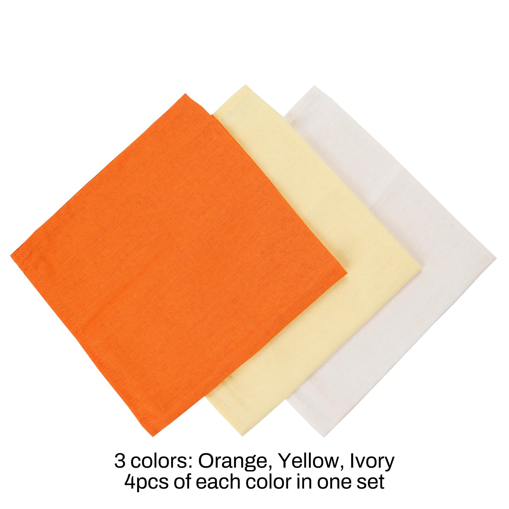 Infei Solid Color Cotton Linen Blended Thin Dinner Cloth Napkins - Set Of 12 (40 X 40 Cm) - For Easter Events & Home Use (Multi