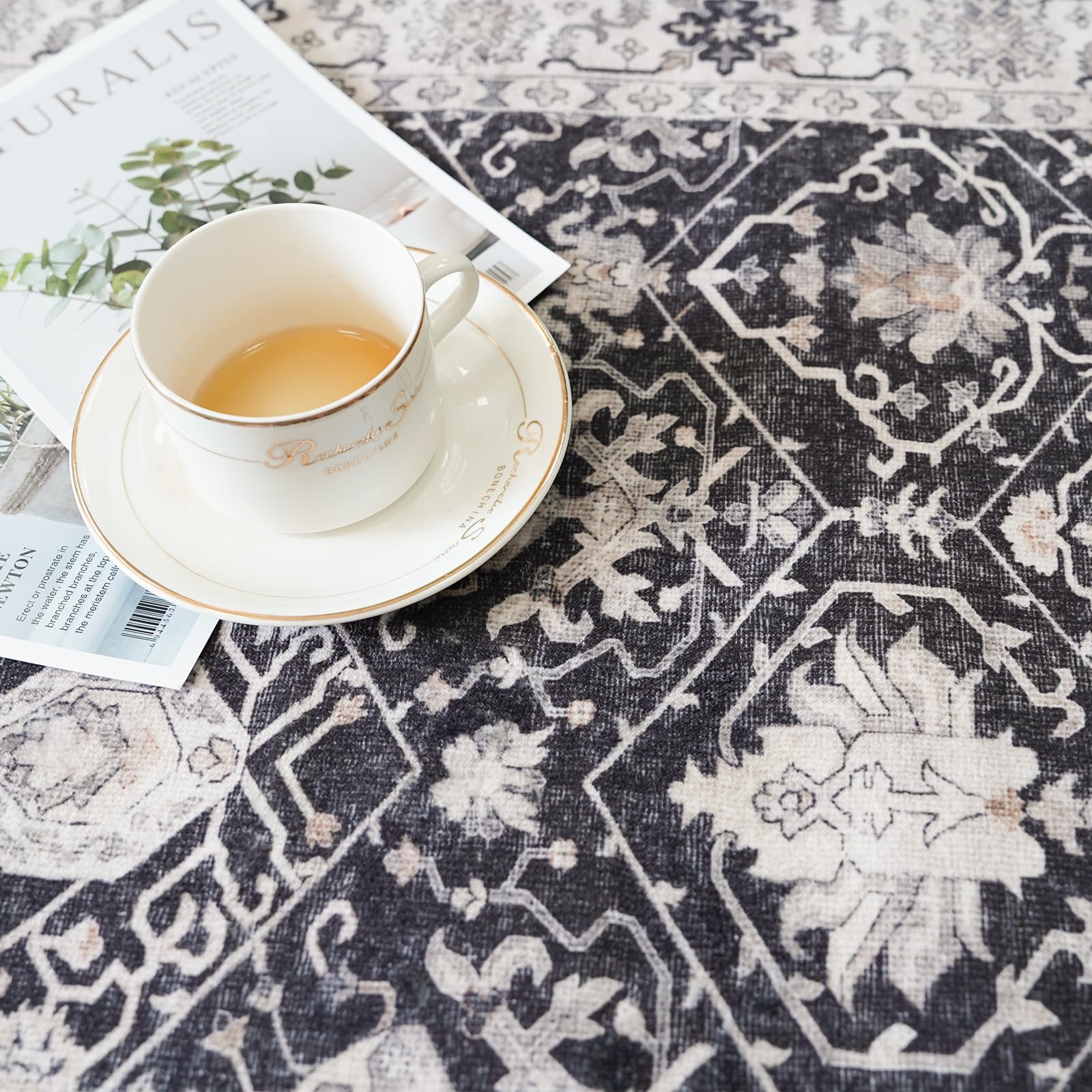 Hallway 2x5 Washable Runner Rug: Oriental Stain Resistant Kitchen Entryway Rugs Farmhouse Ultra Soft Bathroom Bedroom Print Floo