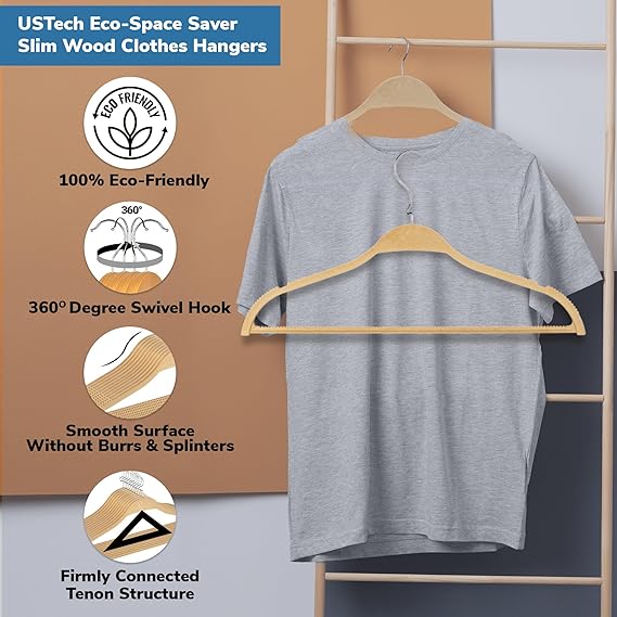 Bowed-Shaped Wooden Suit & Coat Hangers