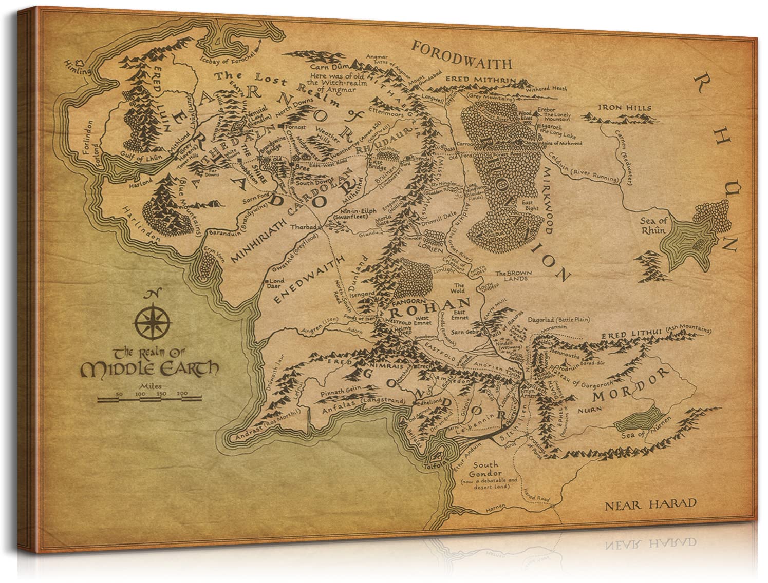 Lord Of The Rings Wall Decor Map Of Middle Earth Canvas Wall Art Lord Of The Rings Map Art Lord Of The Rings Poster Middle Earth