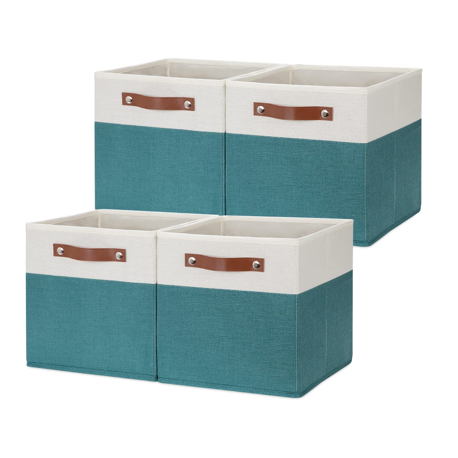 Hnzige Storage Cubes Bins For Organization Set Of 4, Fabric Storage Cube 12 X12, Collapsible Storage Bins Basket Cube With Handl