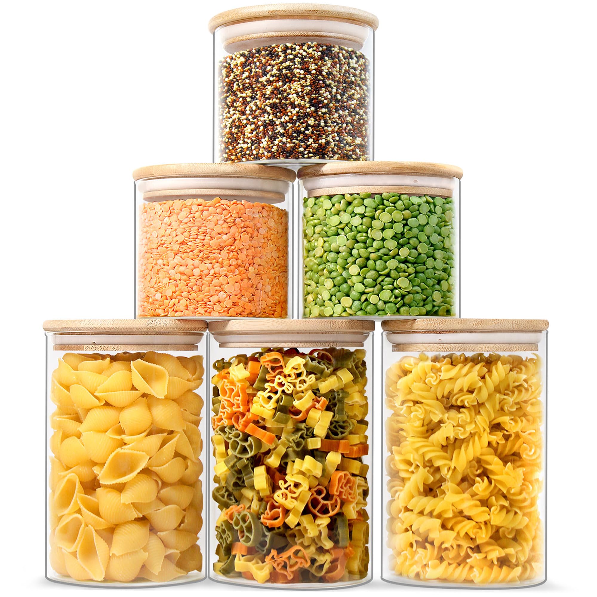 Urban Green Glass Jars with Airtight Lids, Airtight Glass Canisters with Locking Lids, (Bamboo20oz30oz)