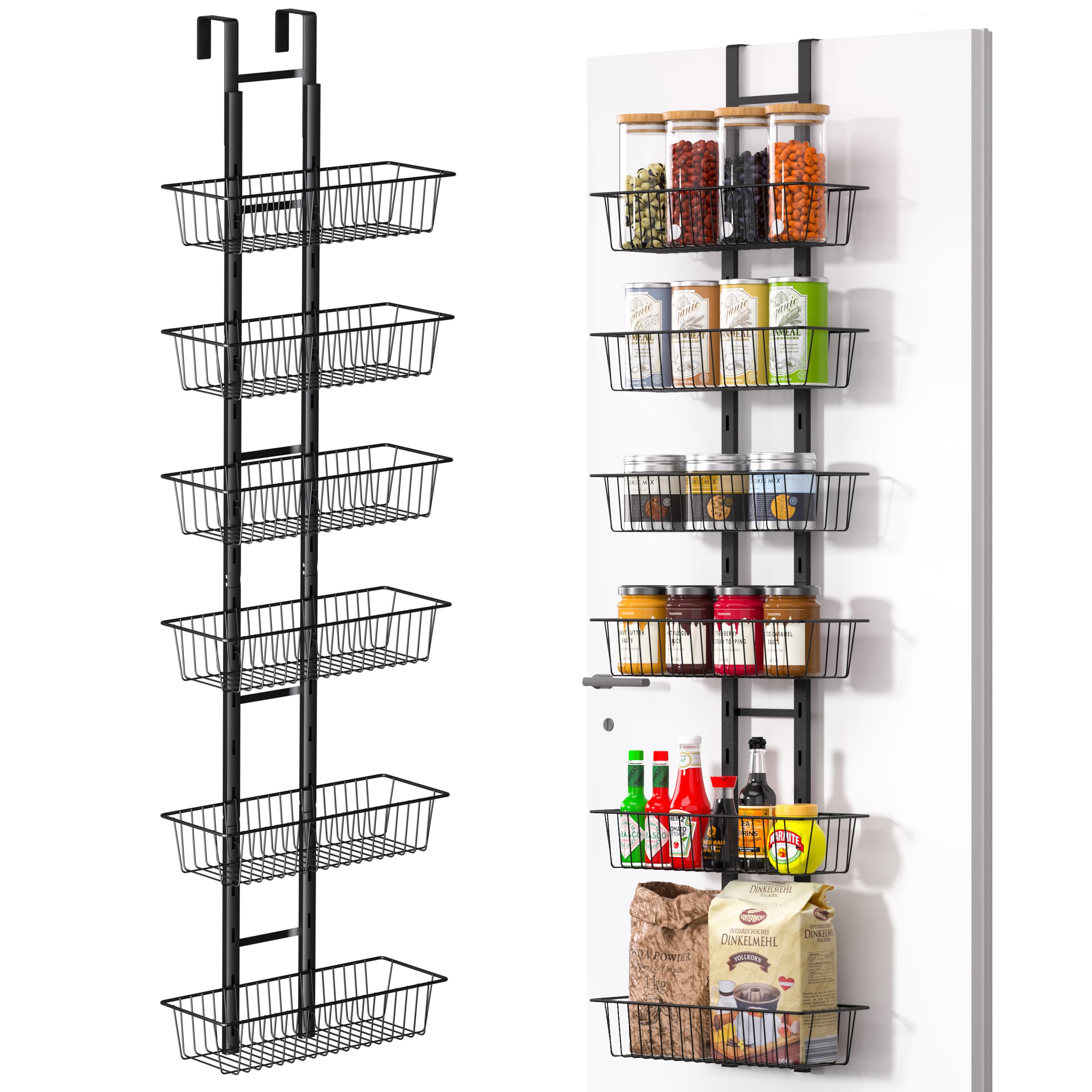 LUXEAR Over the Door Pantry Organizer Adjustable, 6 Tiers