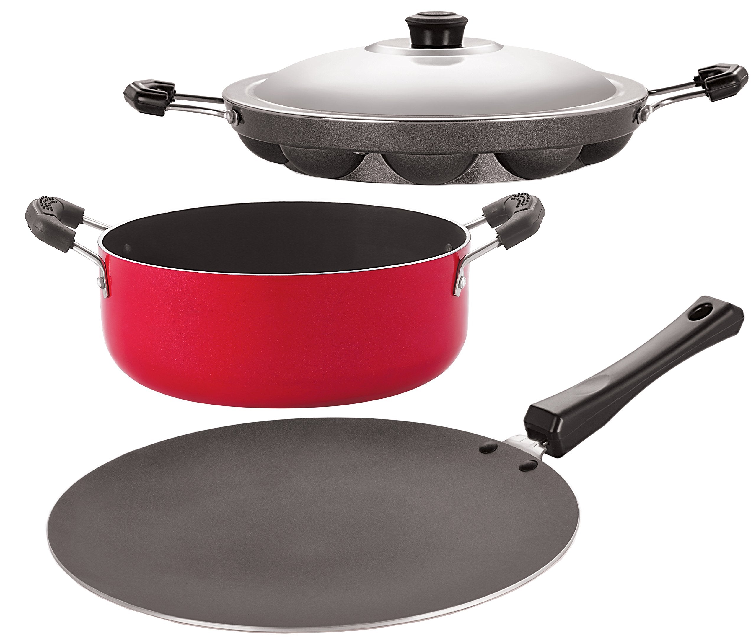 Nirlon NonStick Concave Tawa Appam And Casserole Combo Cookware Set