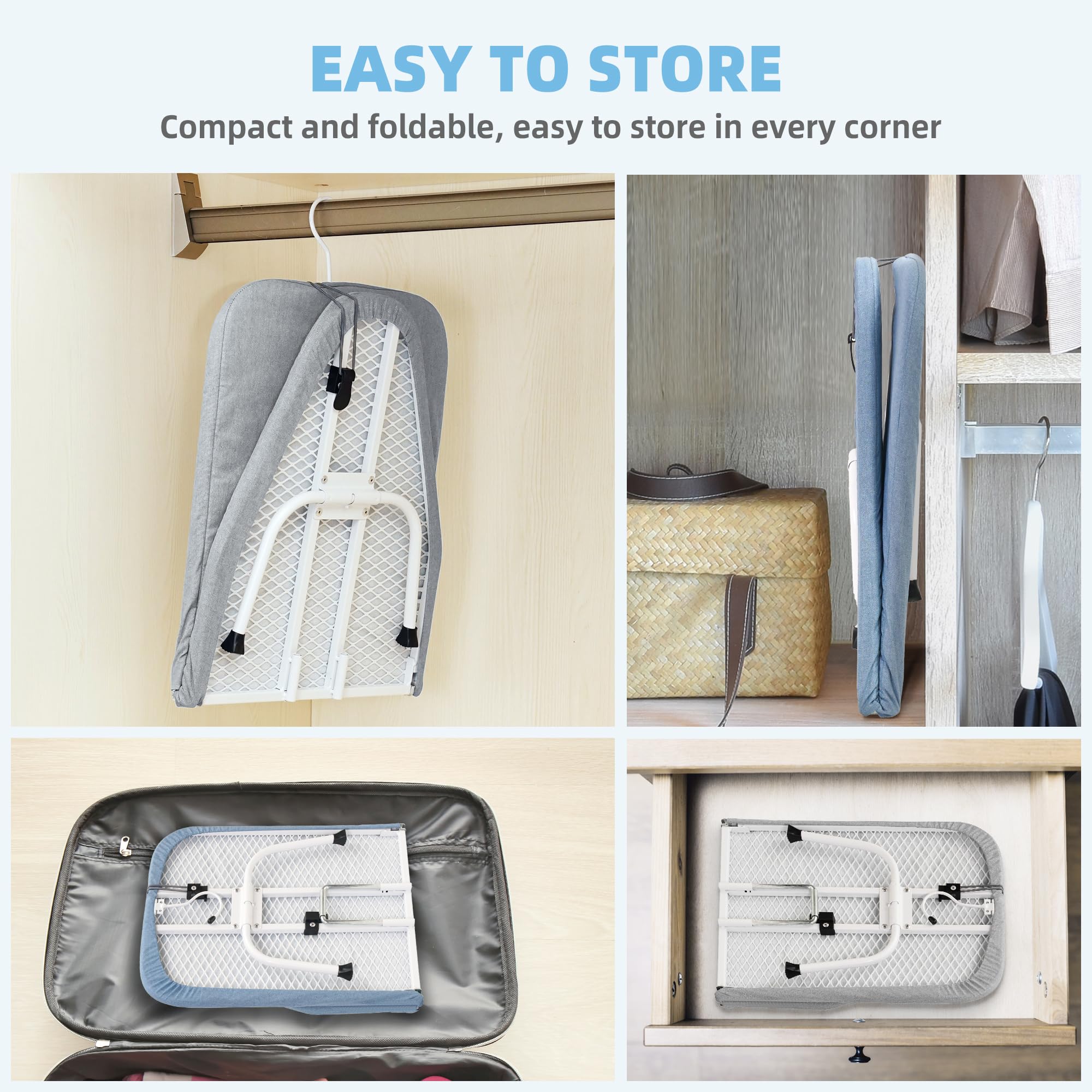 Storage Maniac Tabletop Ironing Broad, All Iron Mini Folding Ironing Broad With 2 Removable Cover, Portable Small Ironing Broad