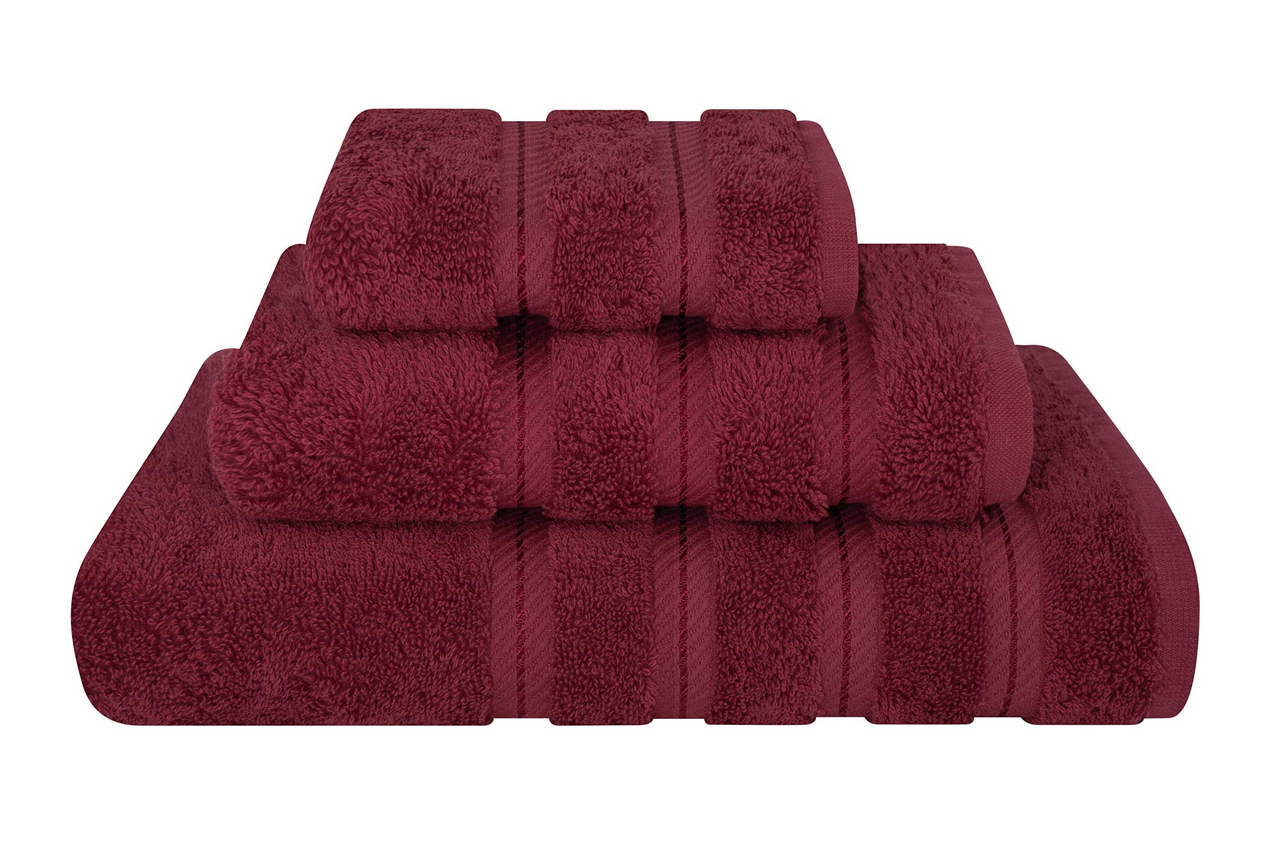 American Soft Linen Luxury 3 Piece Towel Sets  1 Bath Towel 1 Hand Towel 1 Washcloth  100% Turkish Cotton Towels for Bathroom  Red Towel Set