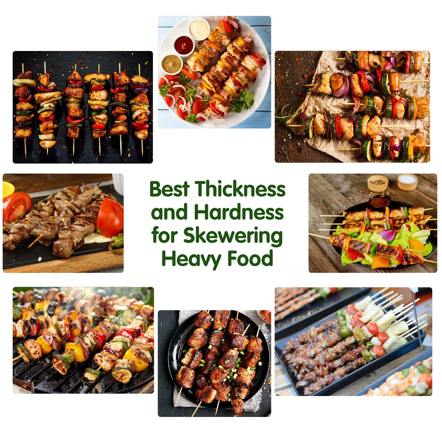 Minisland Premium 12 Inch Bamboo Wooden Skewers for Kabobs 4mm Thick Round BBQ Heavy Food Sticks 100 Counts -MSL167