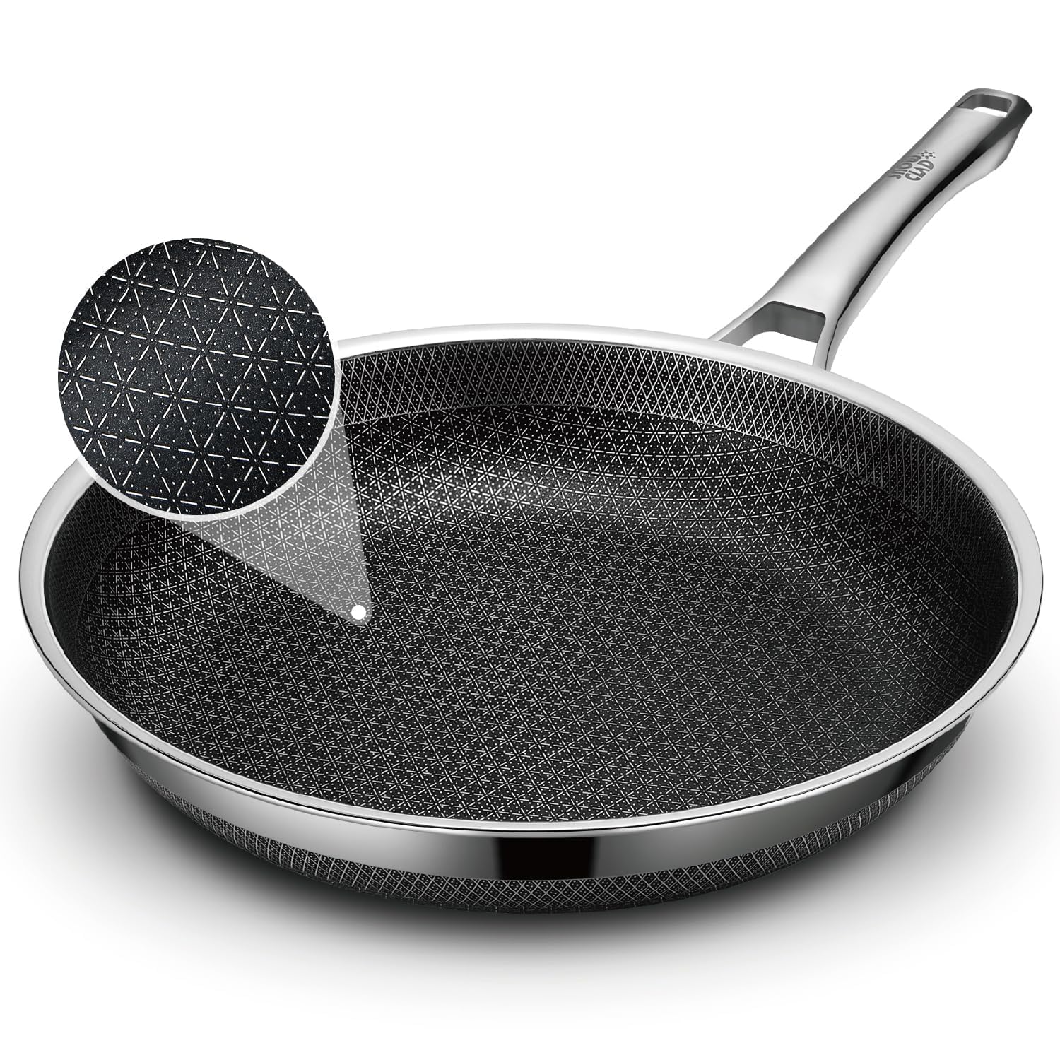 Frying Pan, 10 Inch Hybrid Non Stick Stainless Steel Skillets, Dishwasher Induction Oven Broiler Safe, Non Toxic ChefS Pan, Pfo