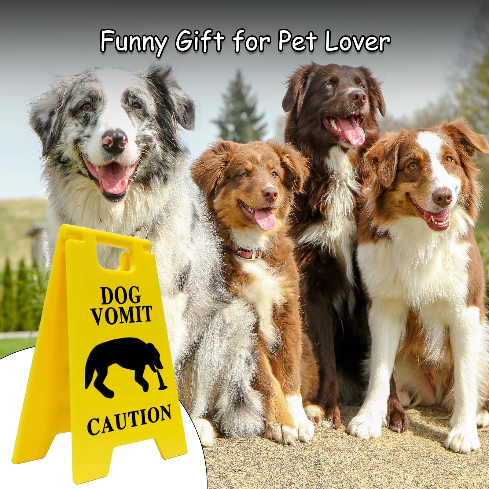 Dog and Cat Vomit Caution Sign 6Pcs Dog Vomit Sign 5 Inches Dogs Vomits Warning Signs Desk Decorations Funny Novelty Dogs Signs