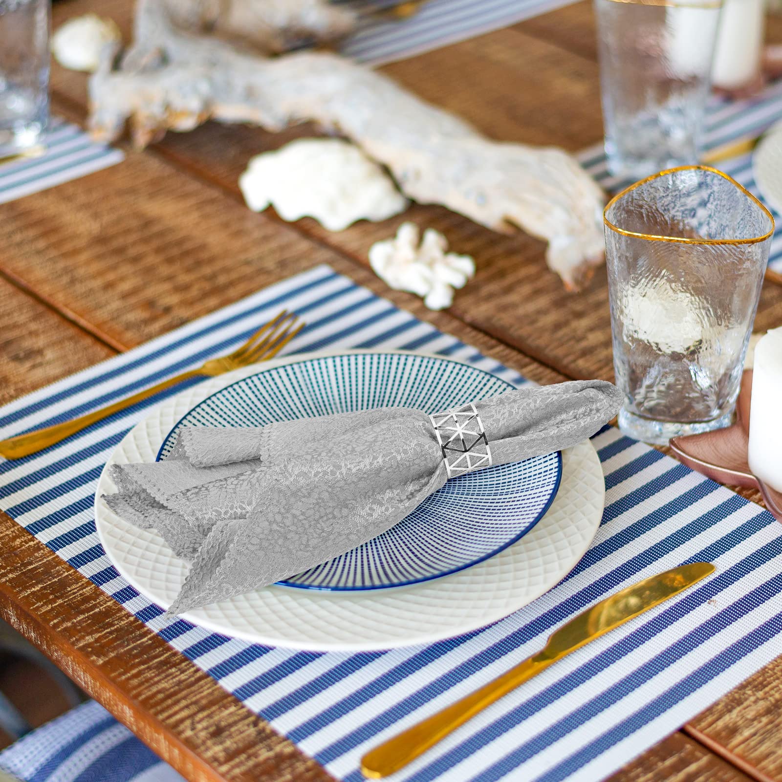 12 Pcs Silver Napkin Rings Set Napkin Holders Metal Napkin Ring For Dinning Table Decor Farmhouse Napkin Ring For Wedding Birthd