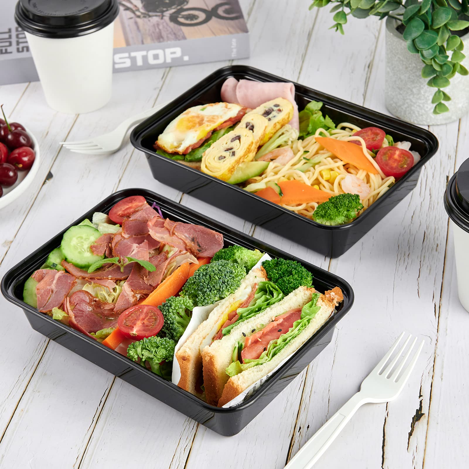 Muchii 34 Oz Meal Prep Container With Lids, [30 Pack] Big To Go Containers With Lids, Plastic Food Containers, Disposable Lunch