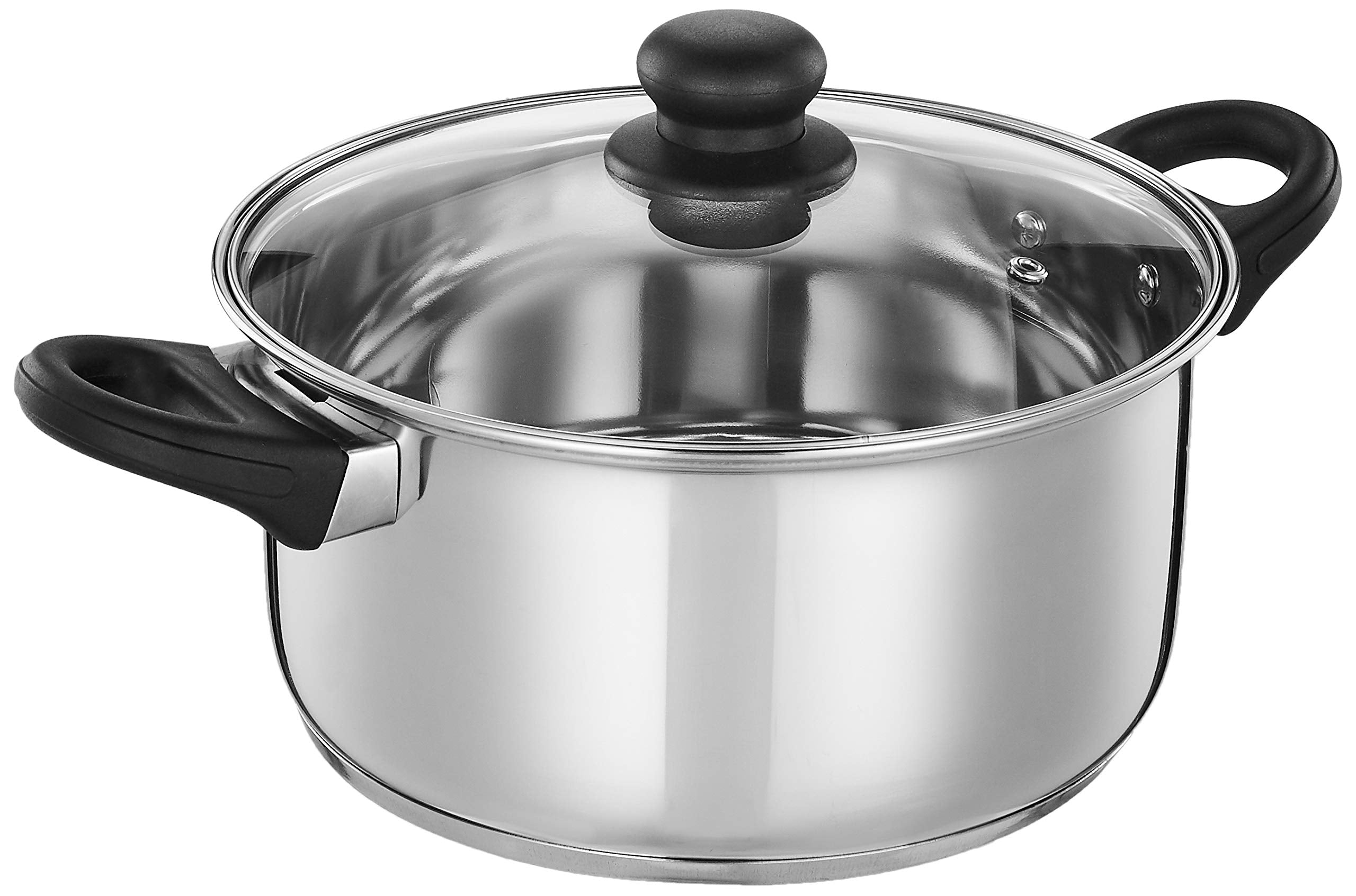 Amazon Brand - Solimo Stainless Steel Induction Bottom Dutch Oven With Glass Lid (24Cm, 5 Litres)