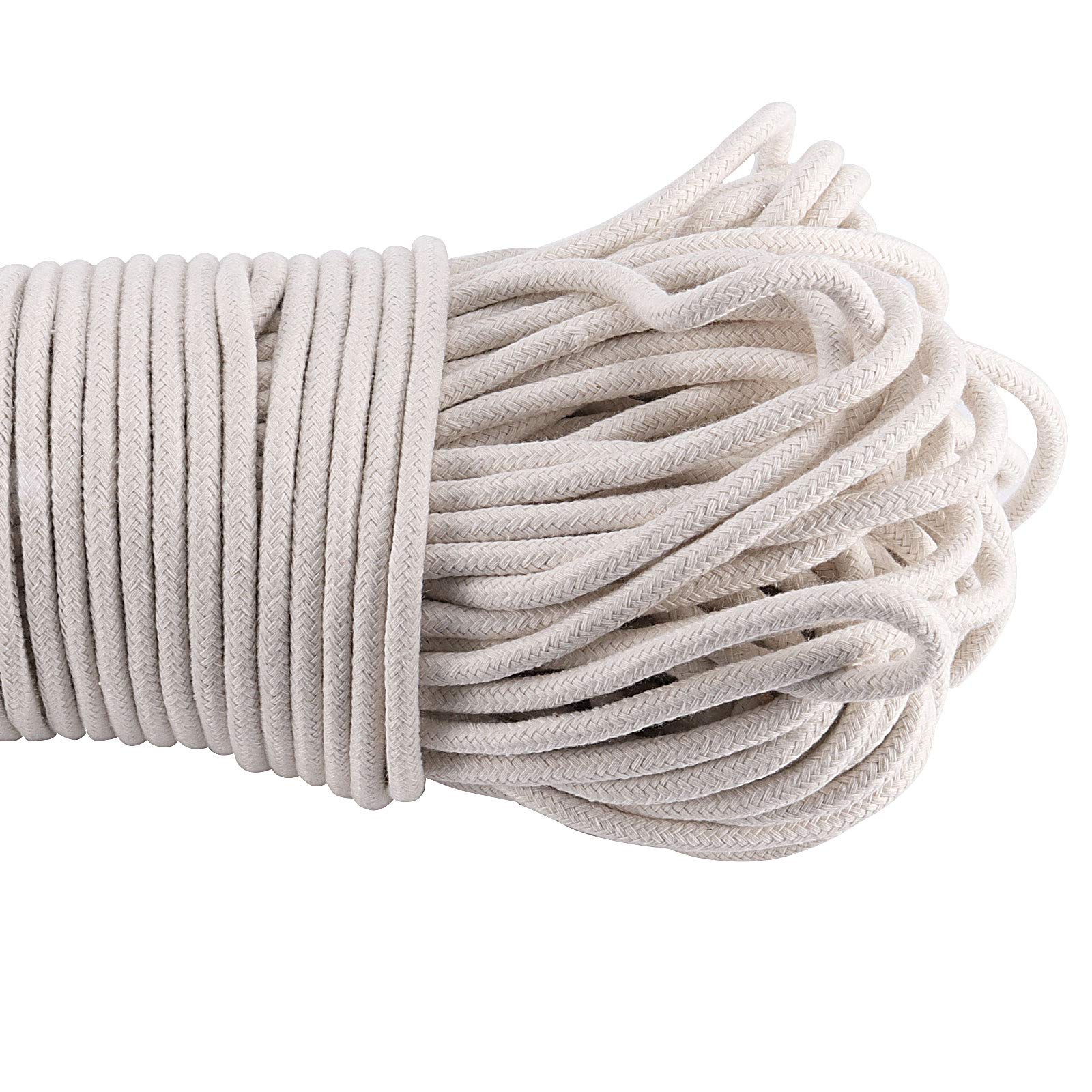 Zeonhei 328 Feet 1/4 Inch White Natural Cotton Rope, Cotton Clothesline Rope, All-Purpose Craft Rope For Clothes Hanger, Garden