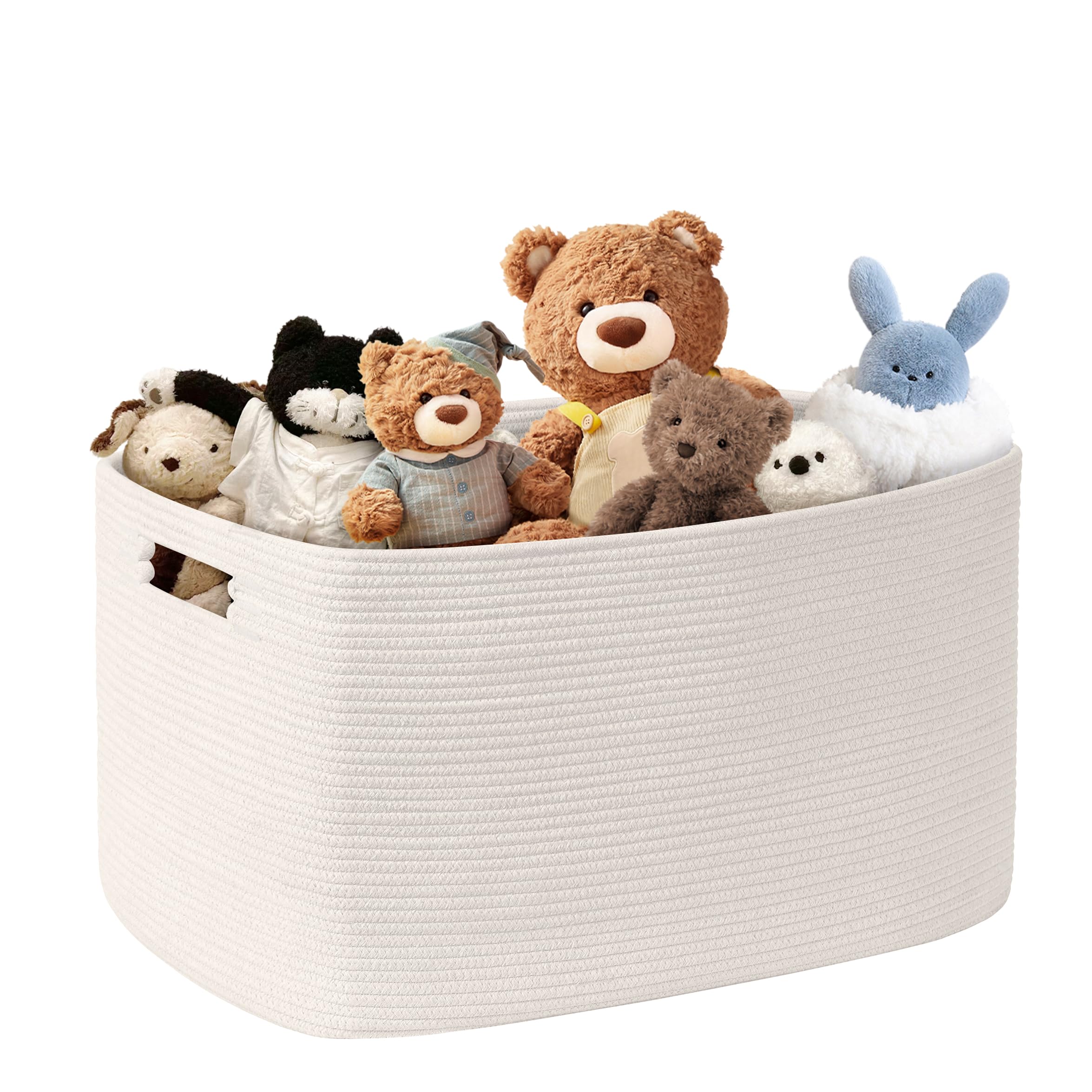 SunNewt 86L Large Baby Girls Laundry Basket for Nursery Storage,Cute Woven cotton Rope Baskets for Kids Toy,Gifts, Boho Square W