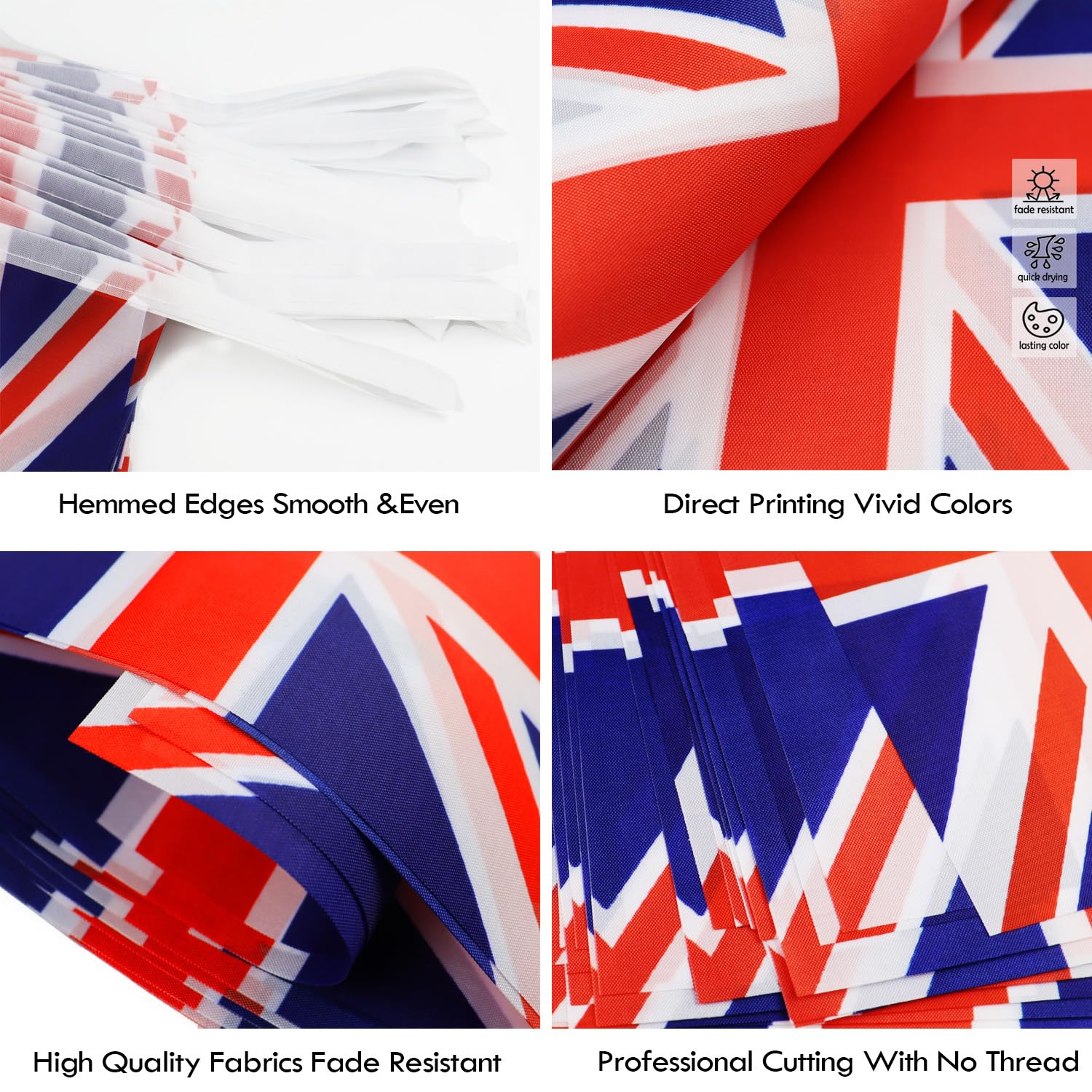 Uk United Kingdom String Flag Pennant Banner - 38 Flags, 42 Feet Small Mini British Flags Bunting Banner For Country Decoration,