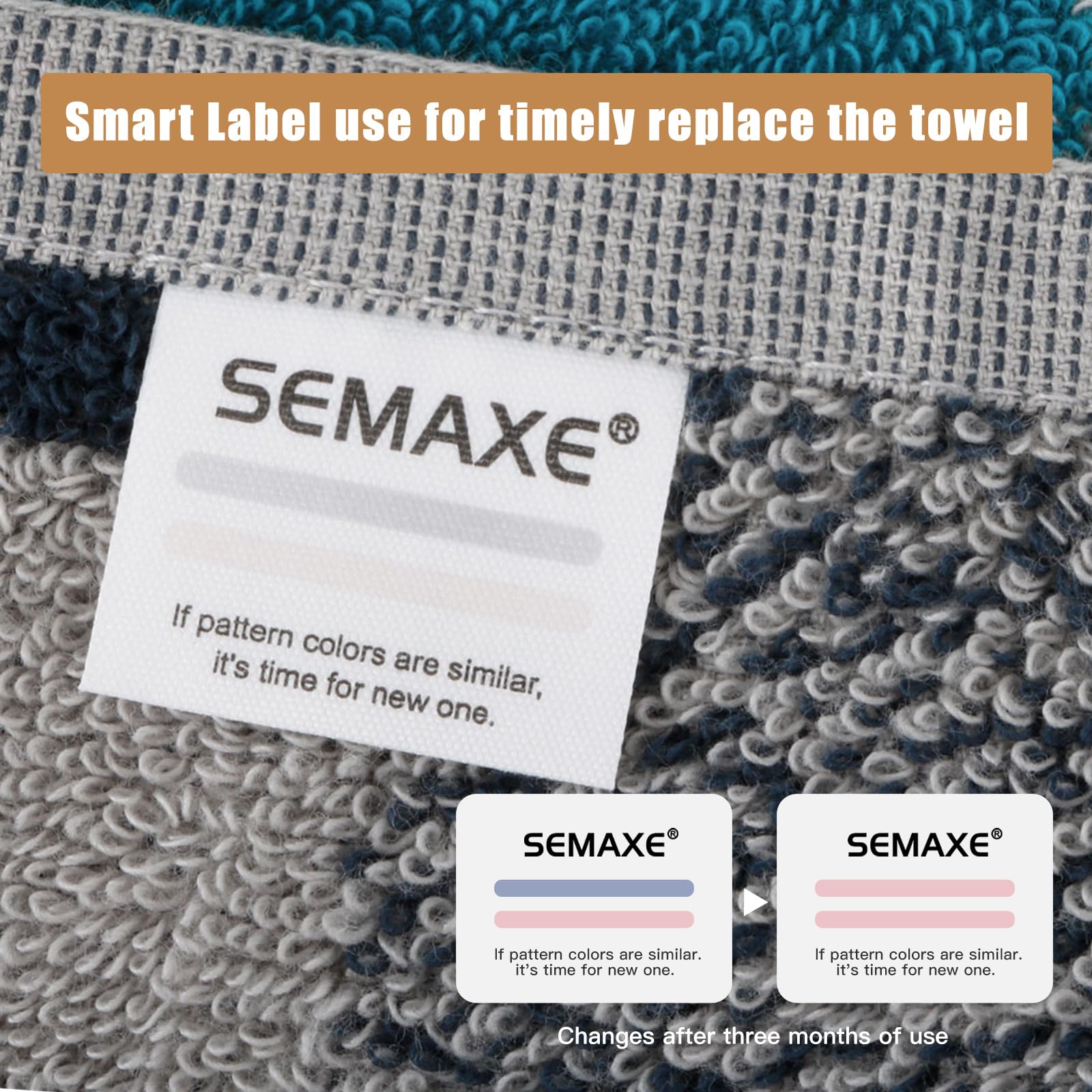Semaxe Bath Towel Set Of 8 Include 2 Bath Towels 2 Hand Towels 4 Washcloths, 100% Cotton Bathroom Towels With Hanging Loops And