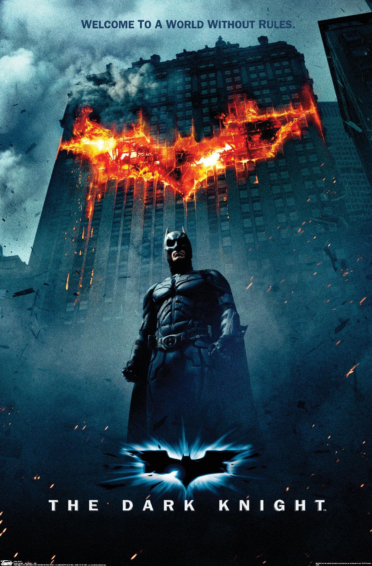 Trends International Dc Comics - The Dark Knight - Batman Logo On Fire One Sheet Wall Poster, 22.375'' X 34'', Unframed Version