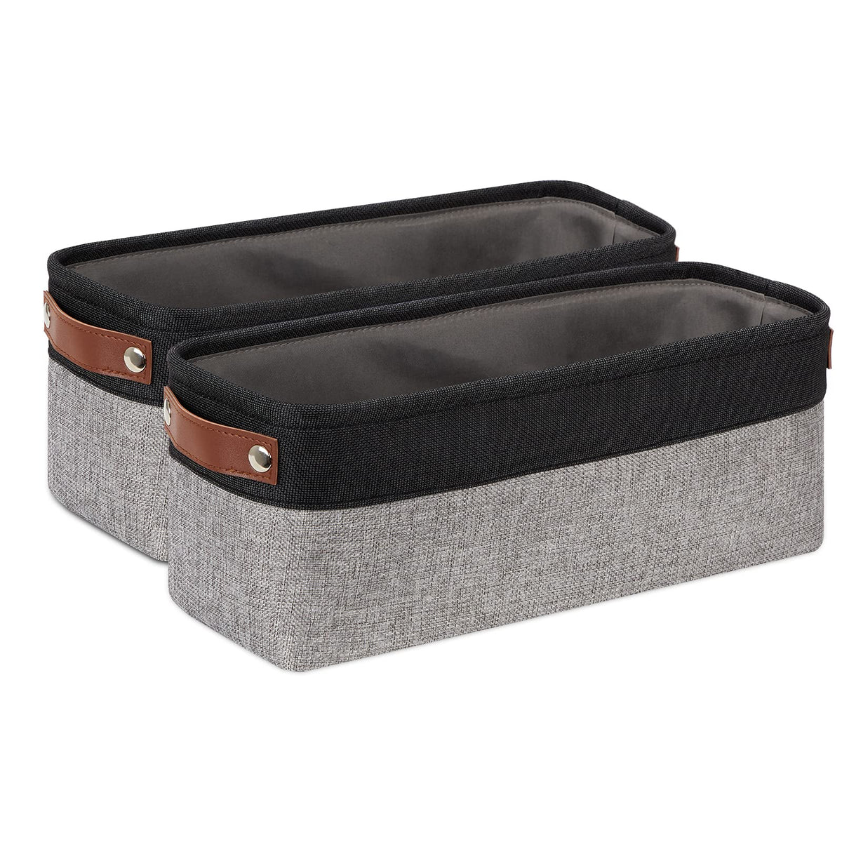 Dullemelo Small Bathroom Baskets For Toilet Fabric Storage Baskets 2 Pack - 15''X6''X5.5'' Foldable Fabric Organizer For Storage