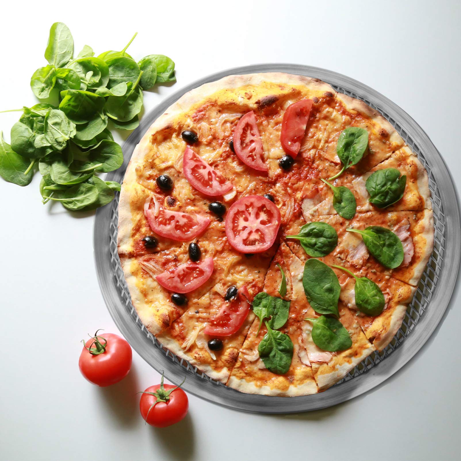 Luxshiny Stainless Steel Pizza Pan 13- Inch Aluminum Pizza Screen Pizza Wire Mesh Tray Pizza Baking Screen Pizza Baking Net For