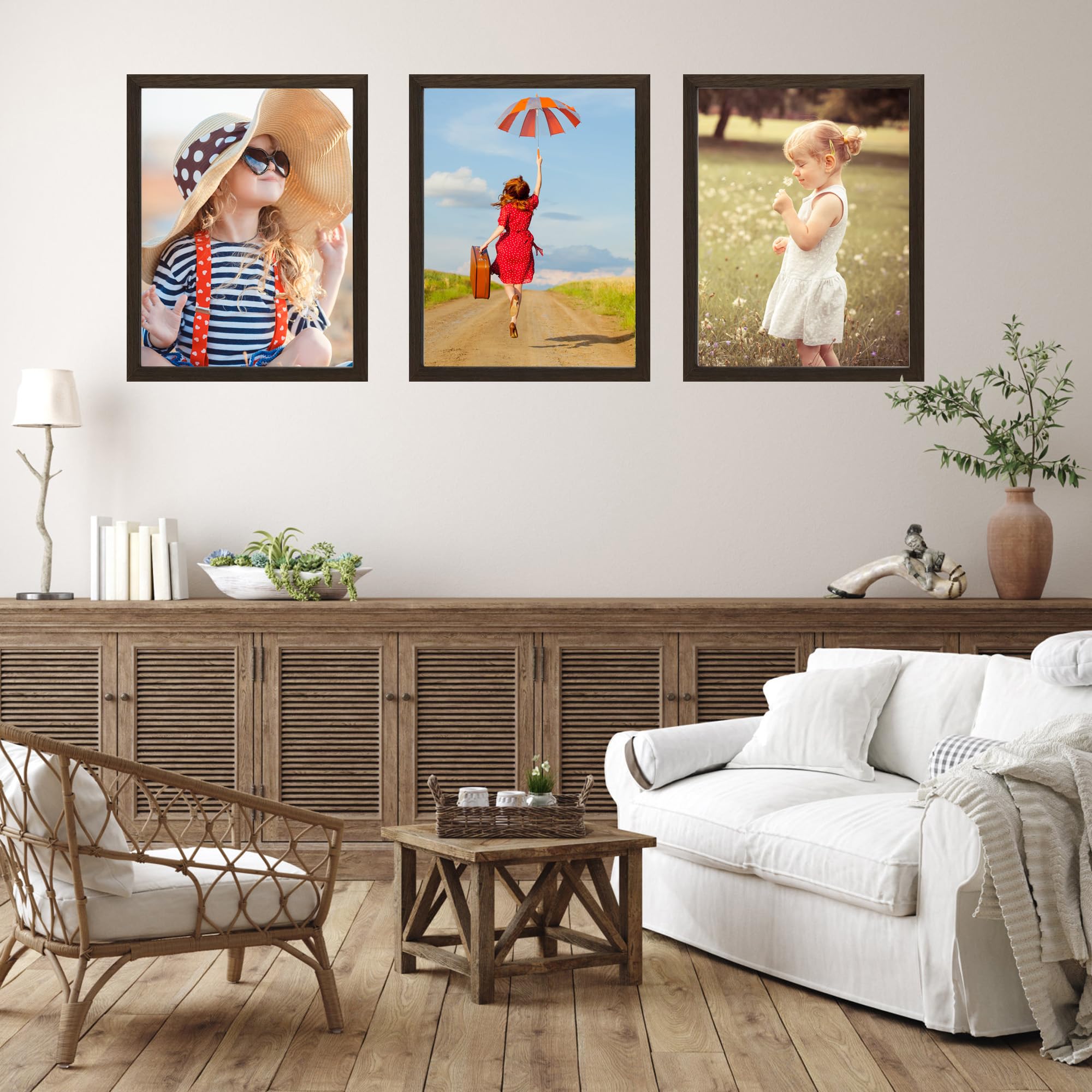 KTKDE A2 Picture Frame Walnut Woodgrain Display 16.5x23.4 inch Poster Frames Set of 6 Vertical & Horizontal Wall Hanging Large P