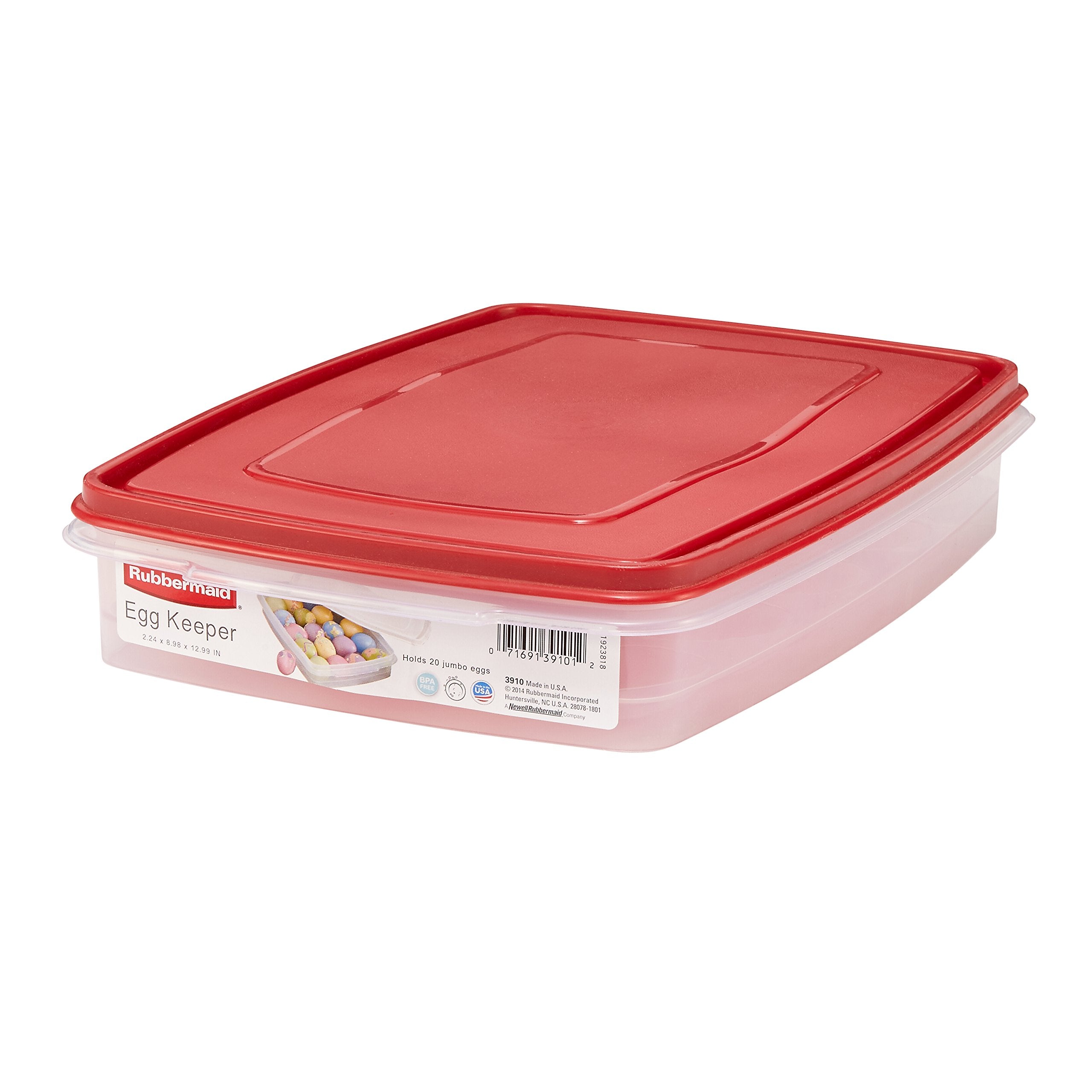 Rubbermaid Plastic Egg Keeper Container, 1 Pack, Red, Model 1777192