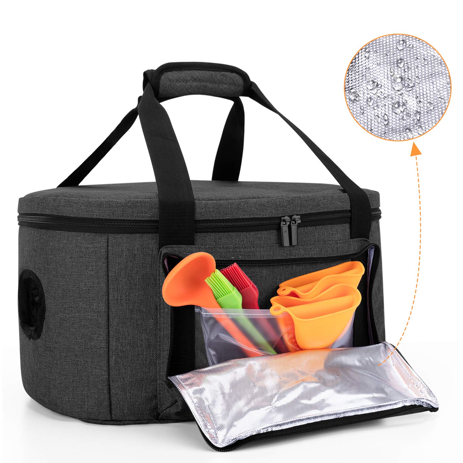 Luxja Insulated Slow Cooker Bag (With A Bottom Pad And Lid Fasten Straps), Slow Cooker Carrier Fits For Most 6-8 Quart Oval Slow