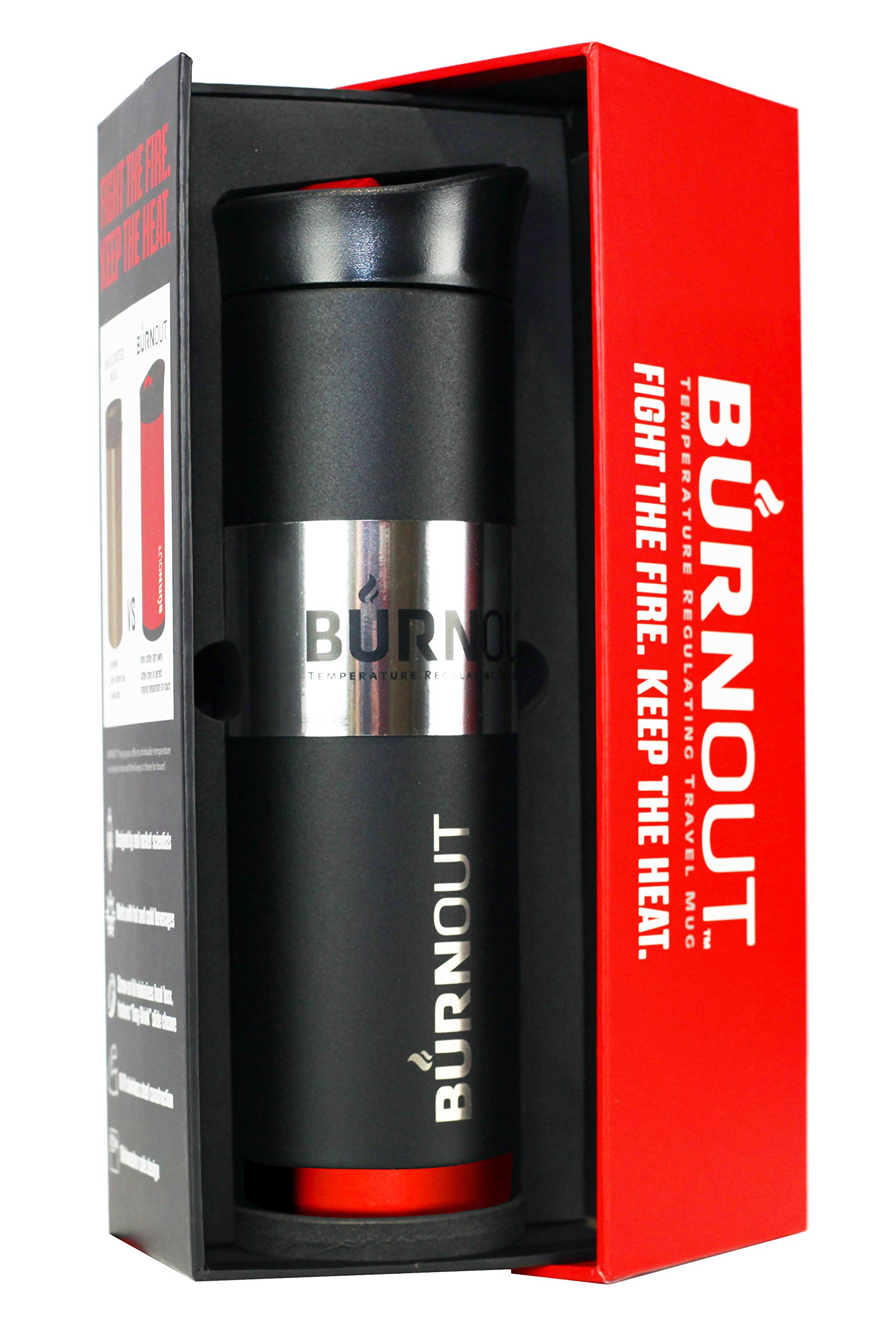 Lexo Burnout Temperature Regulating Travel Mug 12 Oz Black - Drink Now & Heat-Zorb Tech